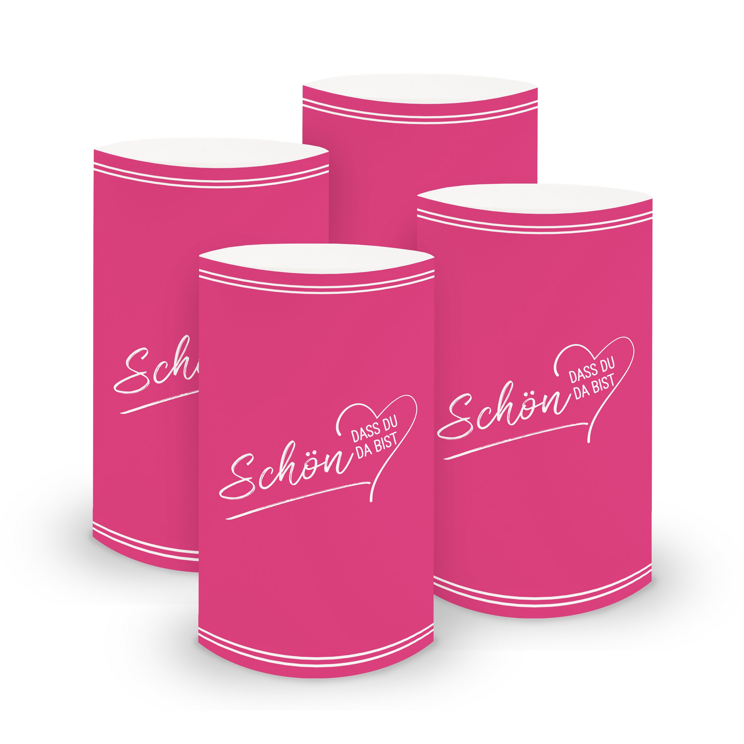 ITENGA 6x Windlichter Sch�n dass du da bist V2 pink