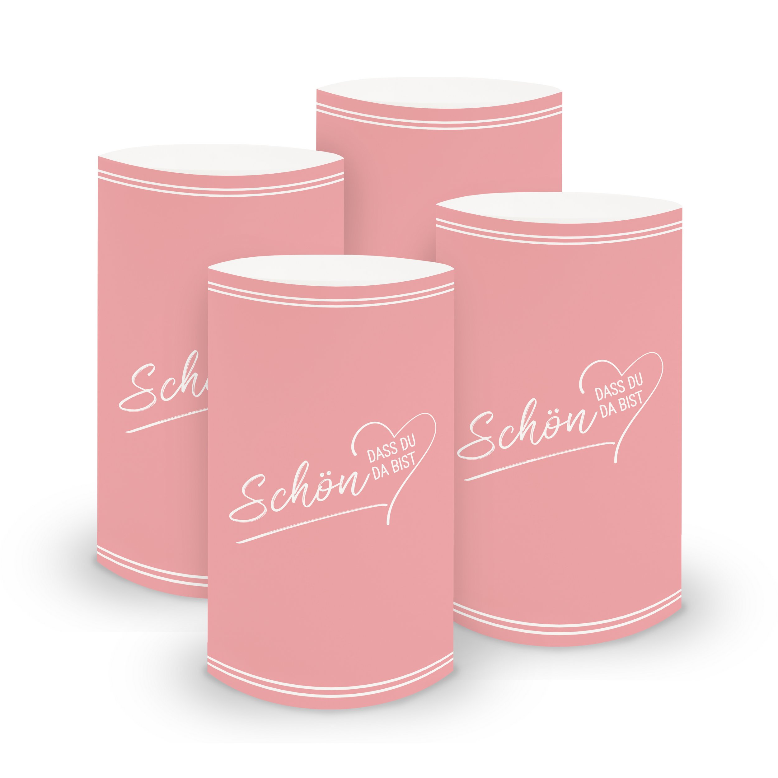 ITENGA 6x Windlichter Sch�n dass du da bist V2 rosa