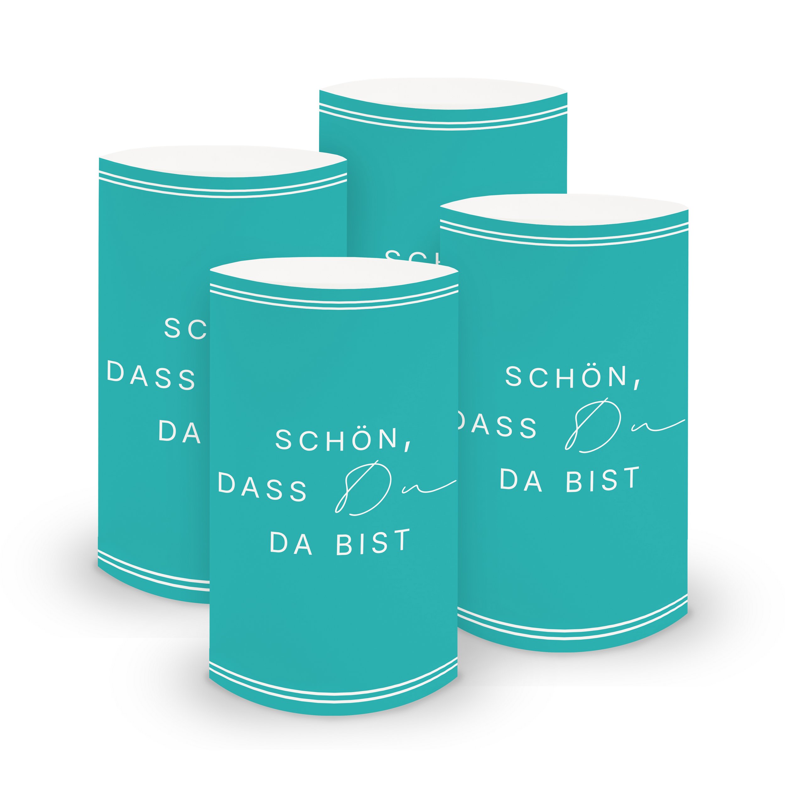 ITENGA 6x Windlichter Sch�n dass du da bist V3 aqua