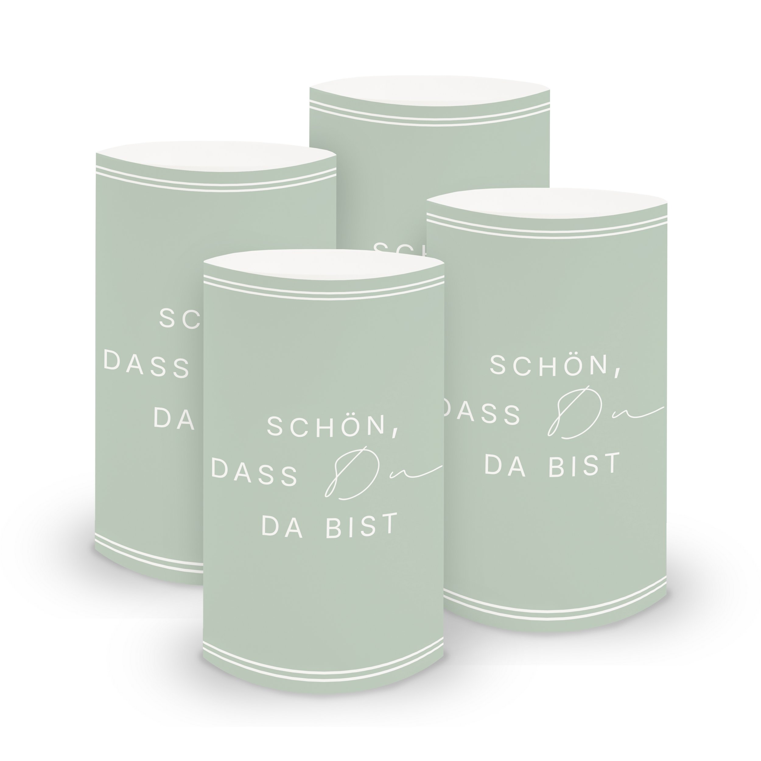 ITENGA 6x Windlichter Sch�n dass du da bist V3 eukalyptu...
