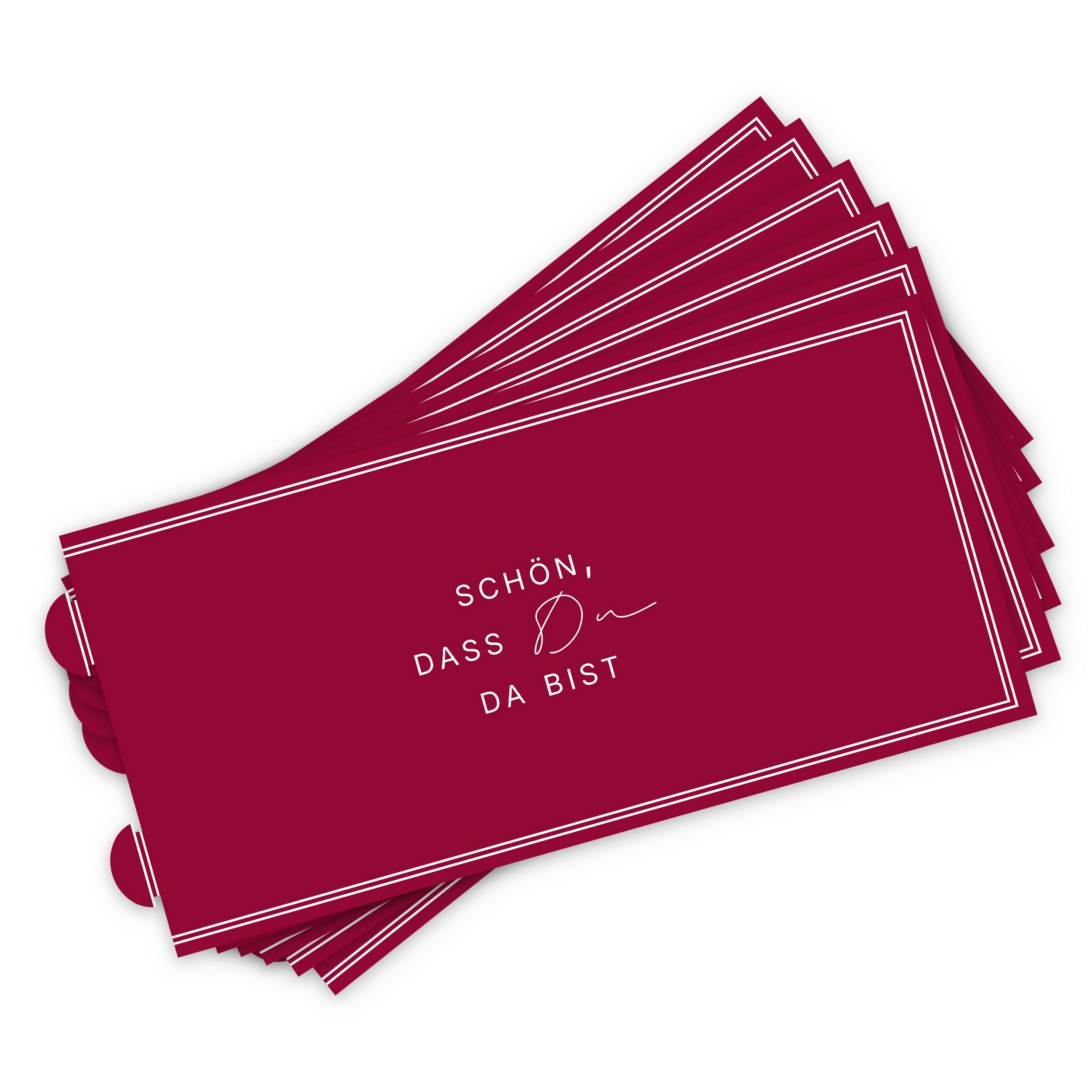 ITENGA 6x Windlichter Sch�n dass du da bist V3 bordeaux rot