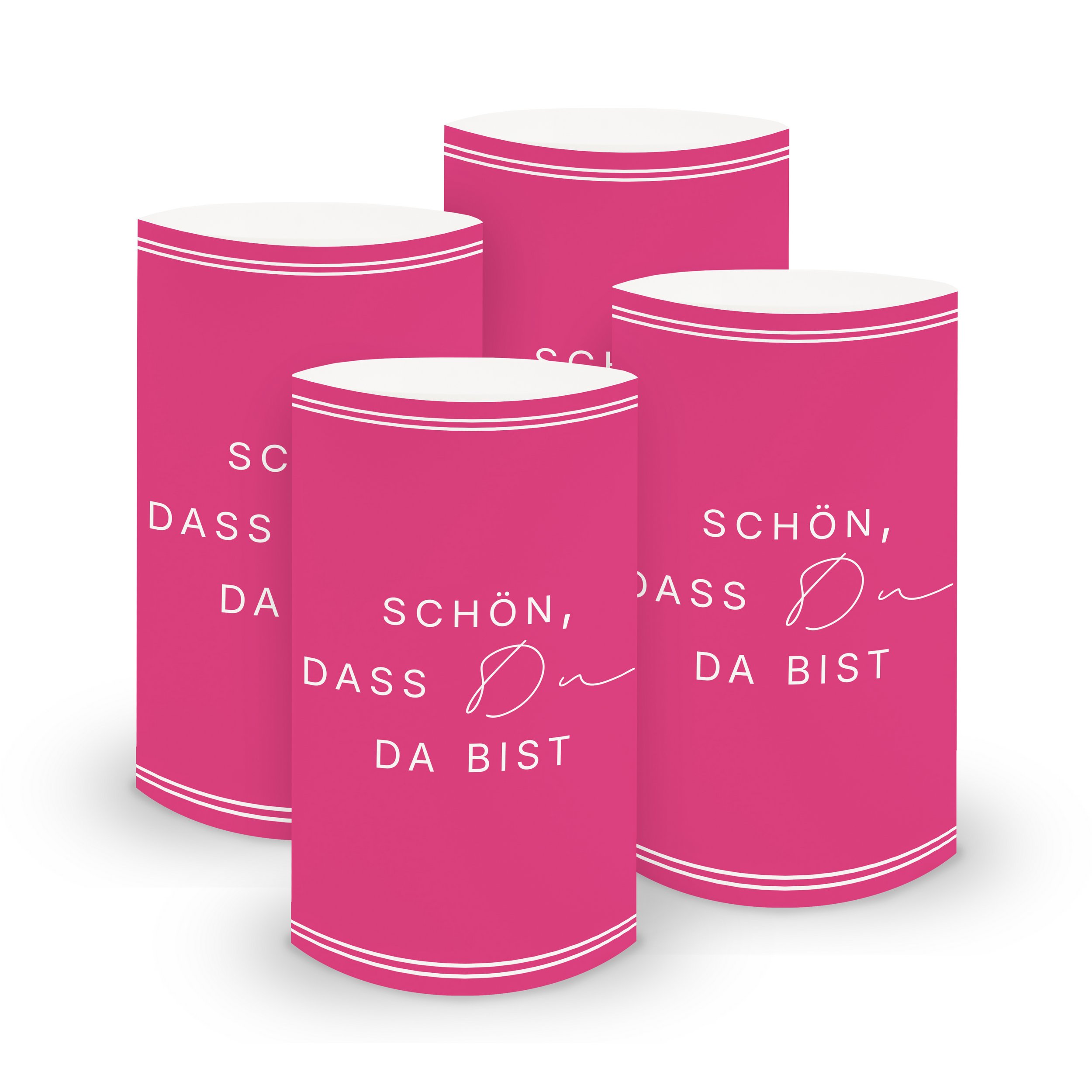 ITENGA 6x Windlichter Sch�n dass du da bist V3 pink