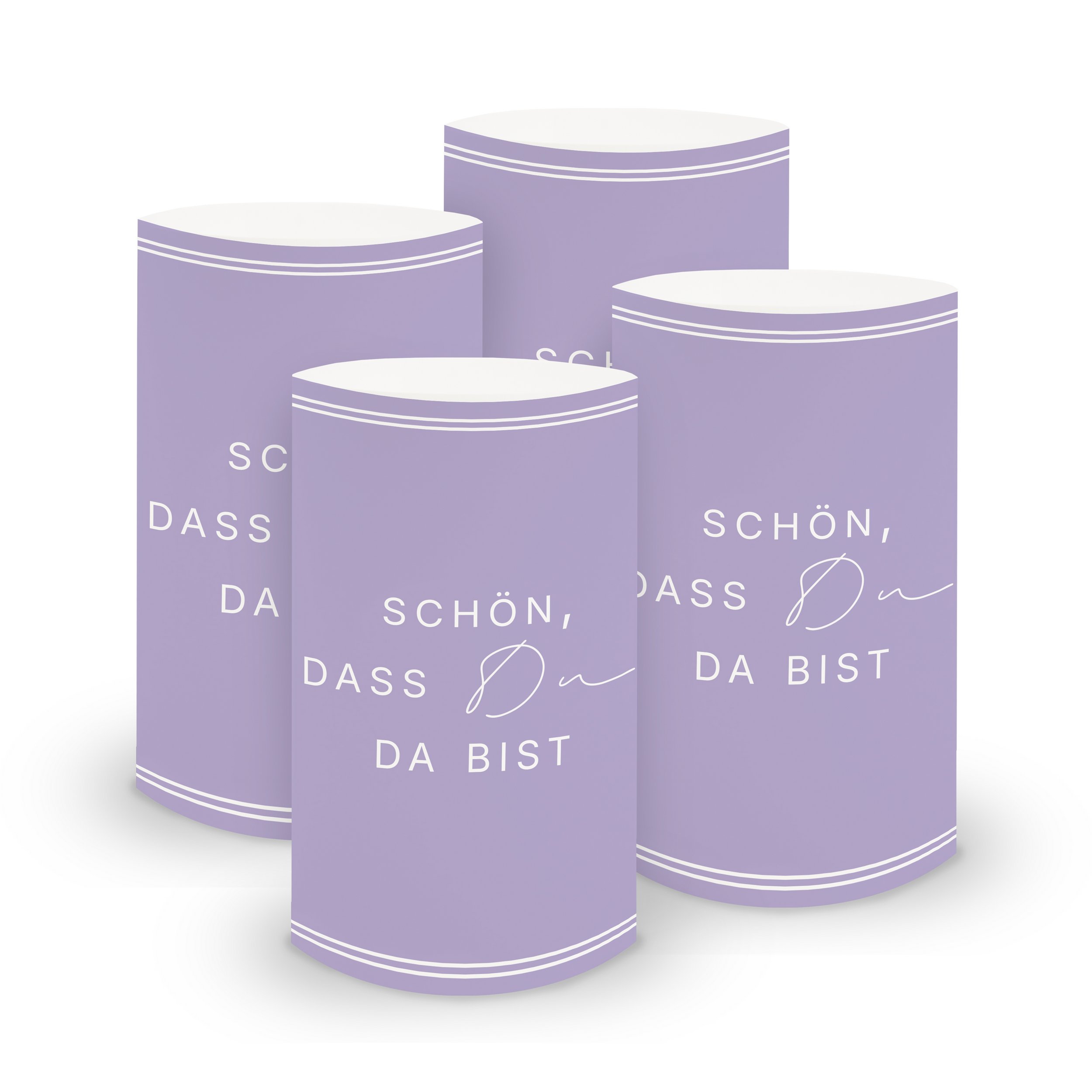 ITENGA 6x Windlichter Sch�n dass du da bist V3 flieder