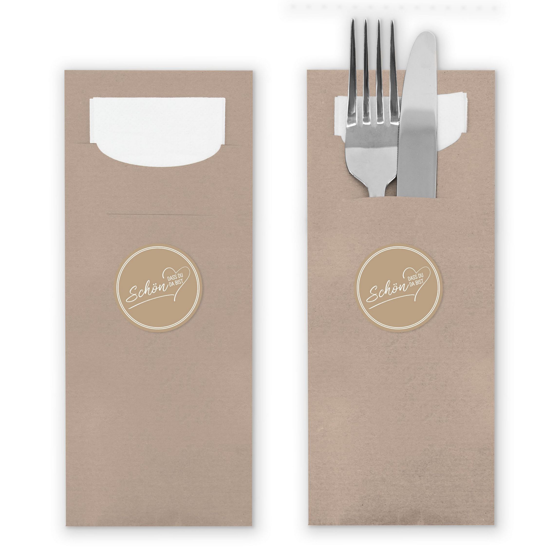 ITENGA 24x Bestecktaschen Sch�n dass du da bist V2 latte...
