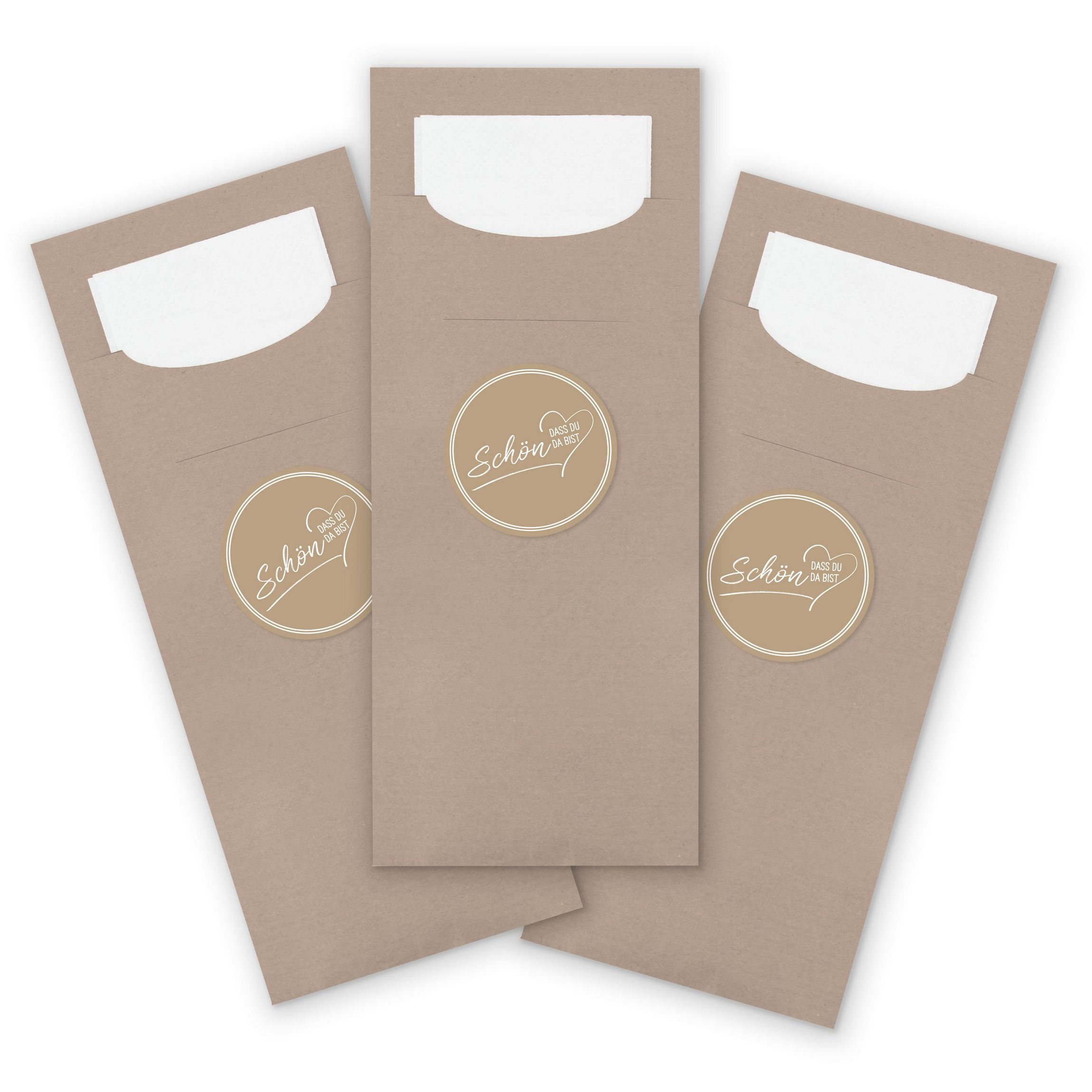 ITENGA 24x Bestecktaschen Sch�n dass du da bist V2 latte...