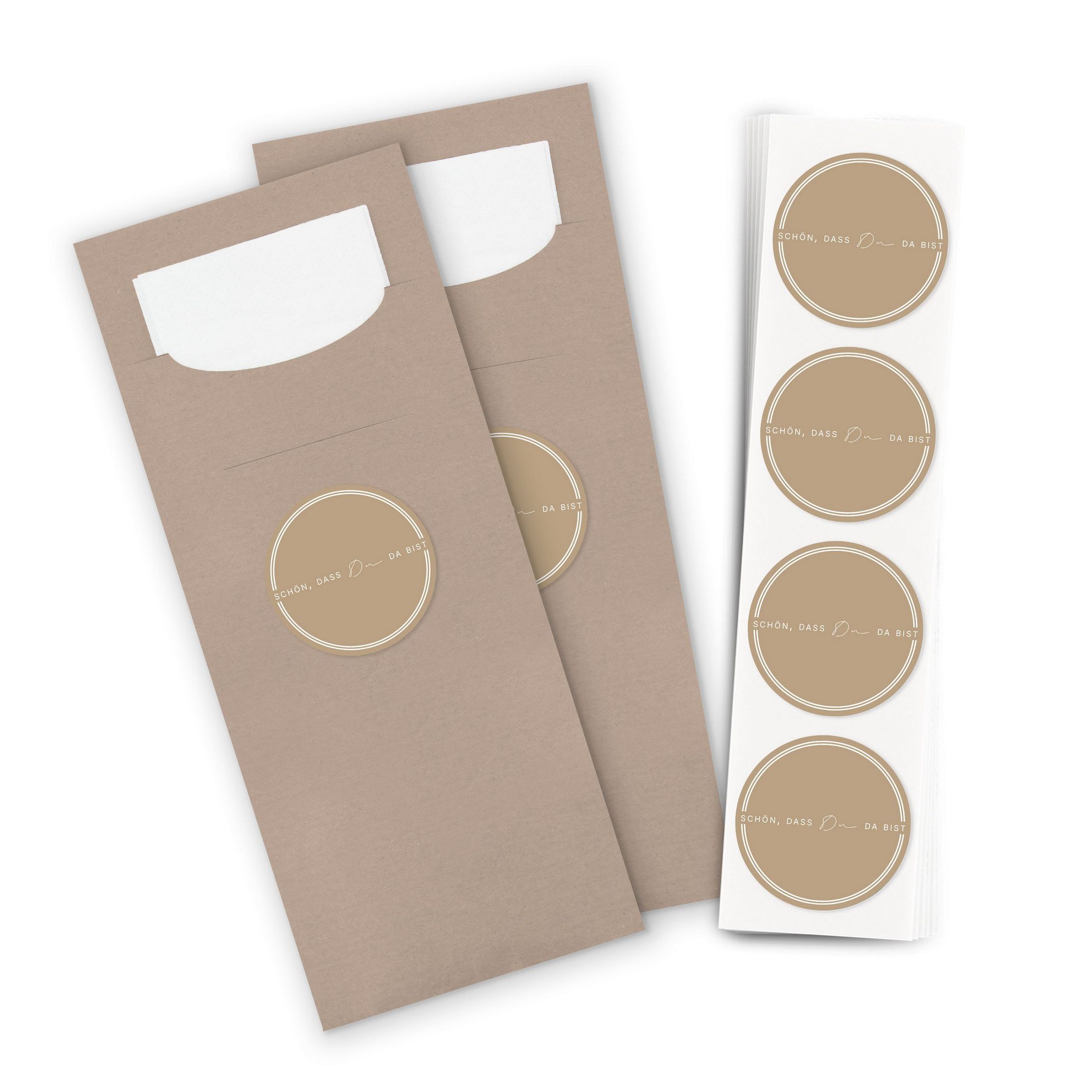 ITENGA 24x Bestecktaschen Sch�n dass du da bist V3 latte...