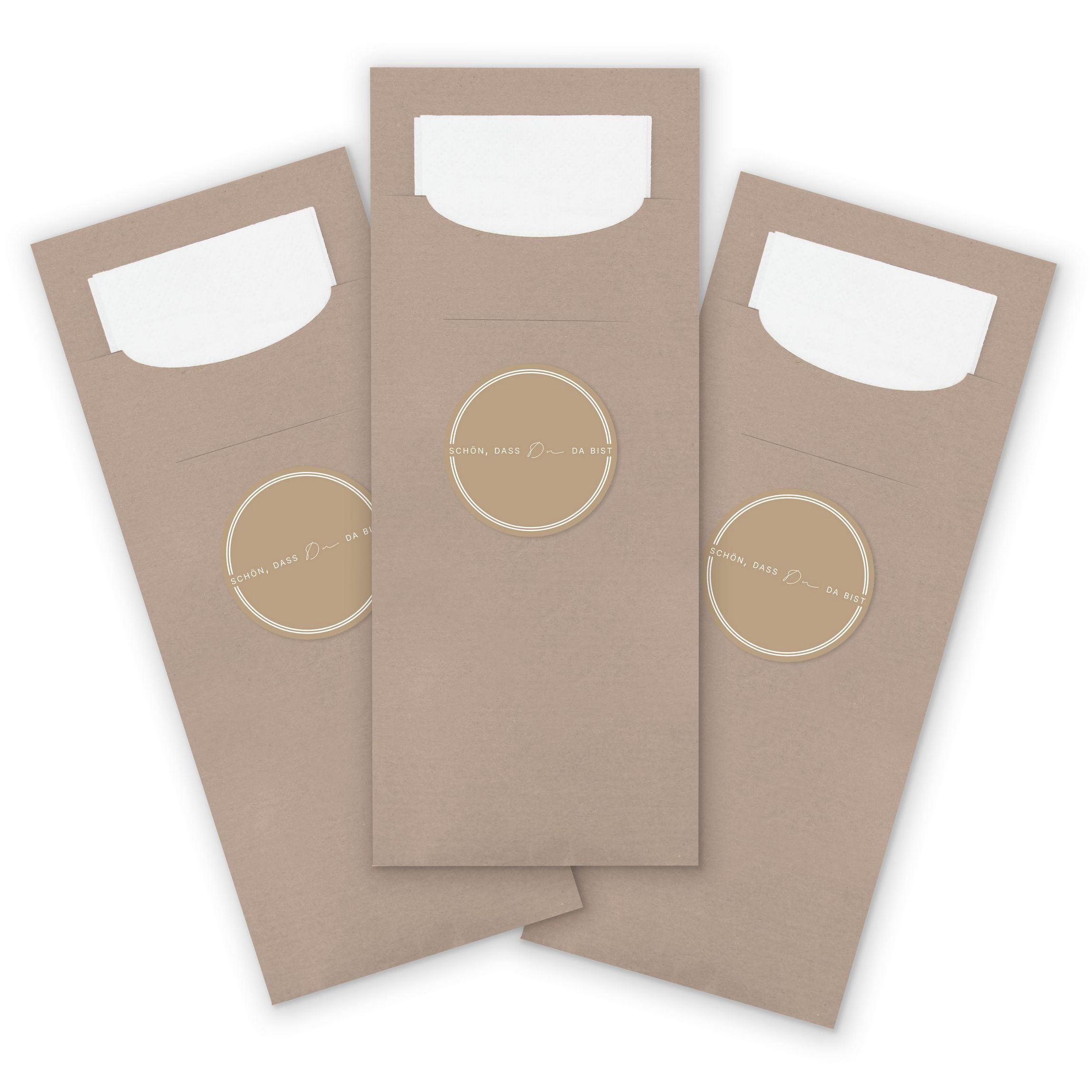 ITENGA 24x Bestecktaschen Sch�n dass du da bist V3 latte...