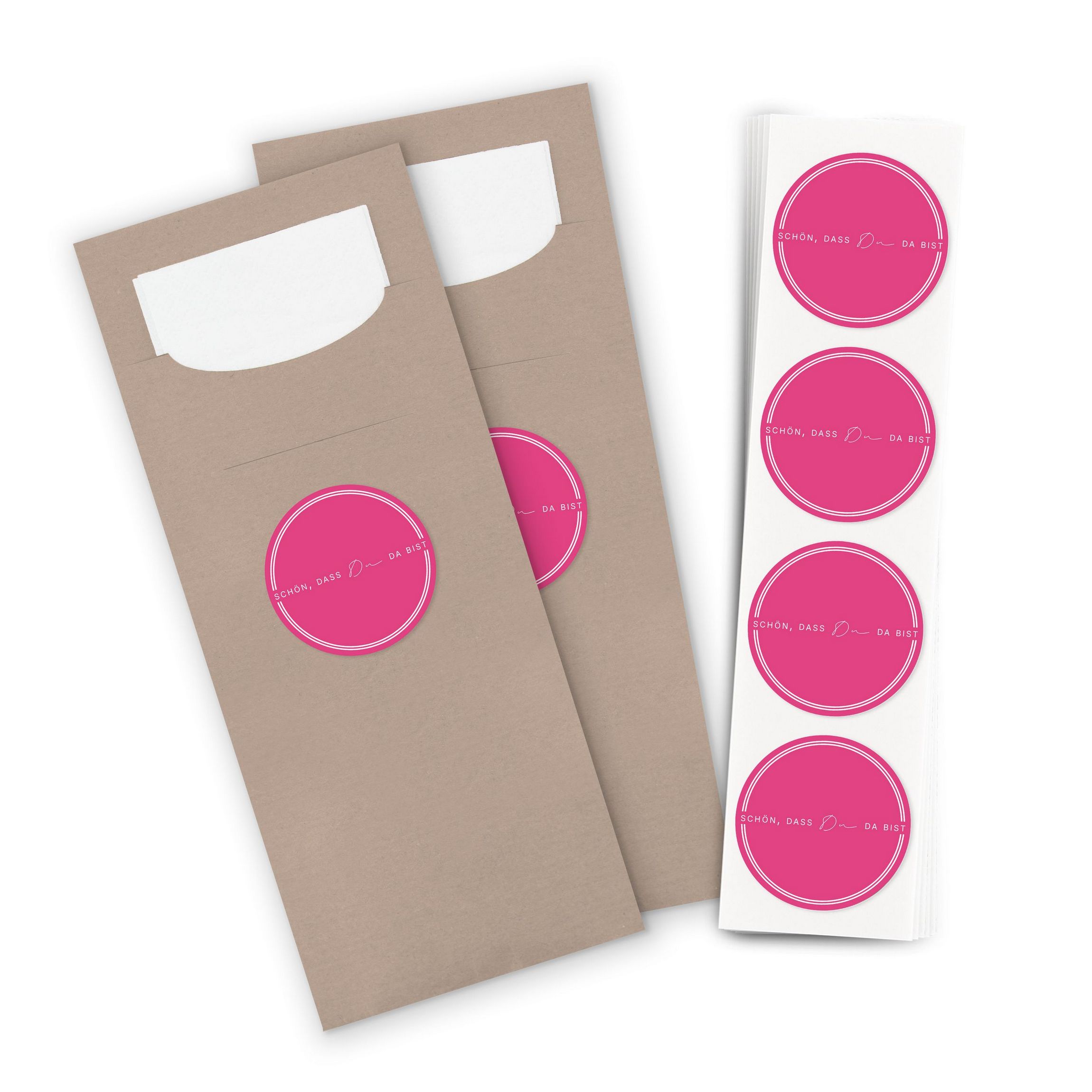 ITENGA 24x Bestecktaschen Sch�n dass du da bist V3 pink
