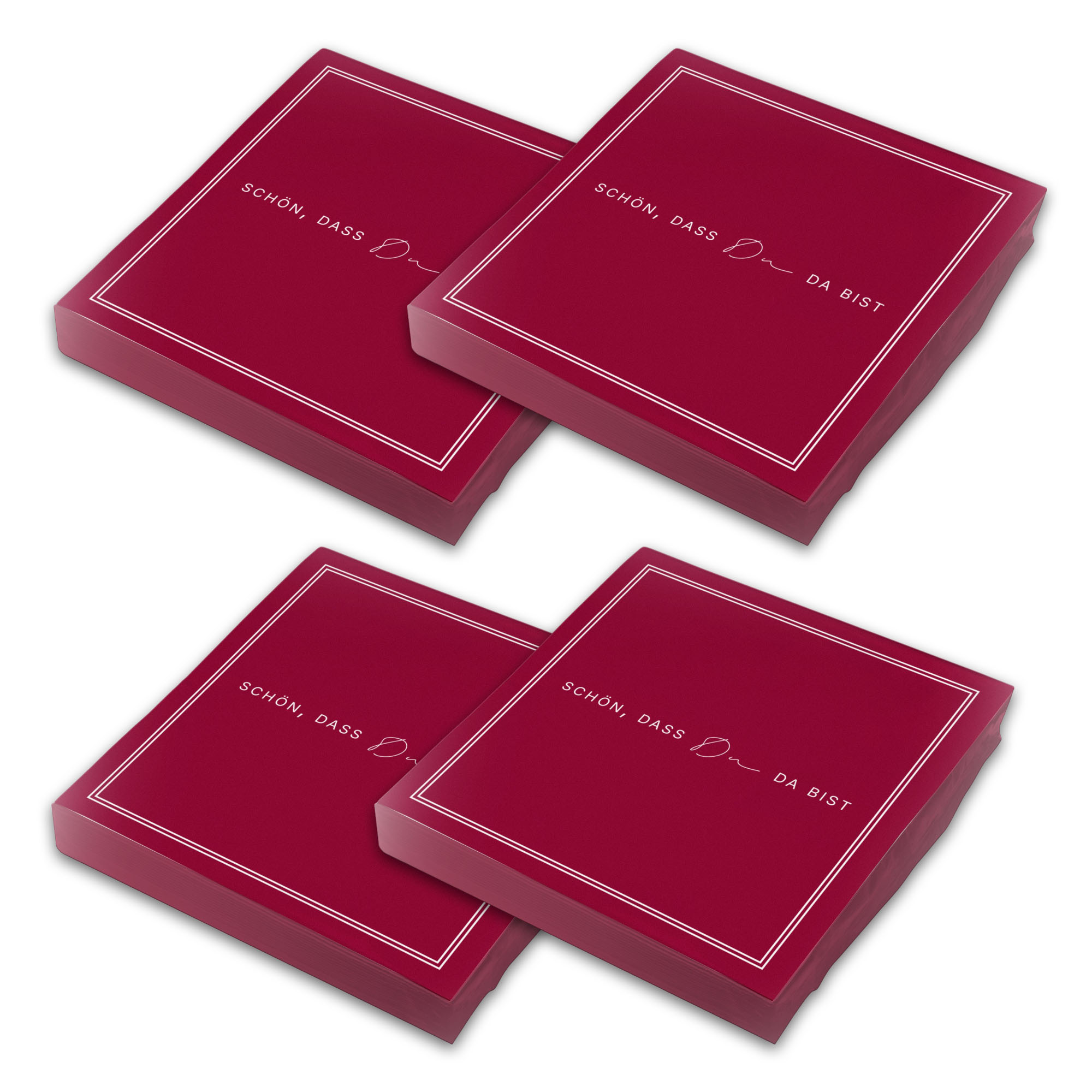 ITENGA 80x Servietten Sch�n dass du da bist V3 bordeaux rot