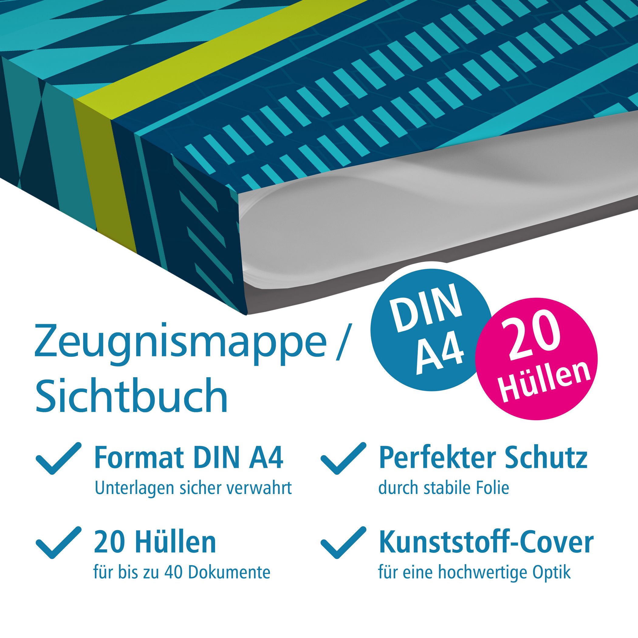 itenga Zeugnismappe A4 Kunststoff Sichtbuch Motiv Rennau...