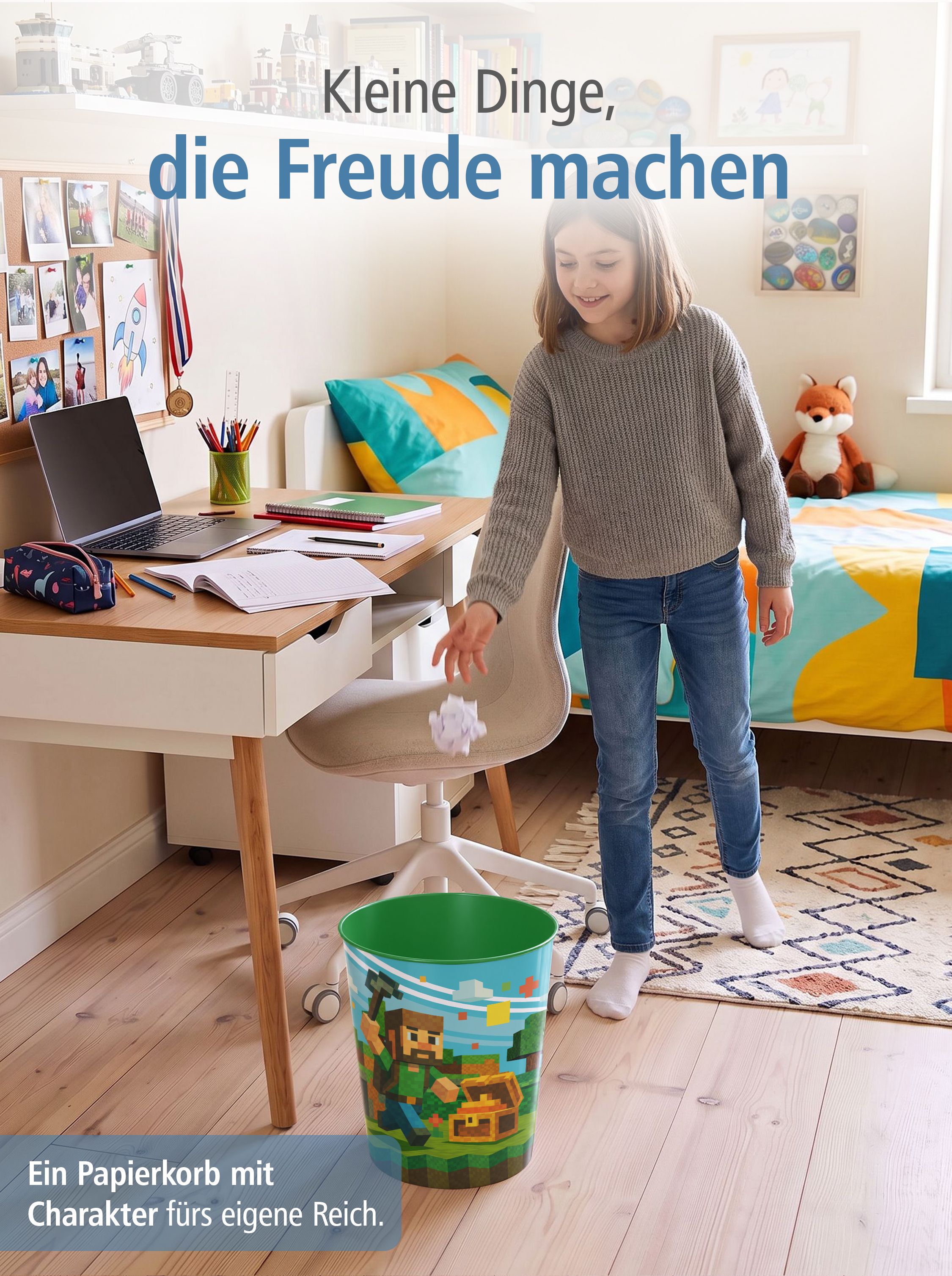 itenga Papierkorb f�r Kinder - Motiv BLOCKGAME - ca. 11 ...