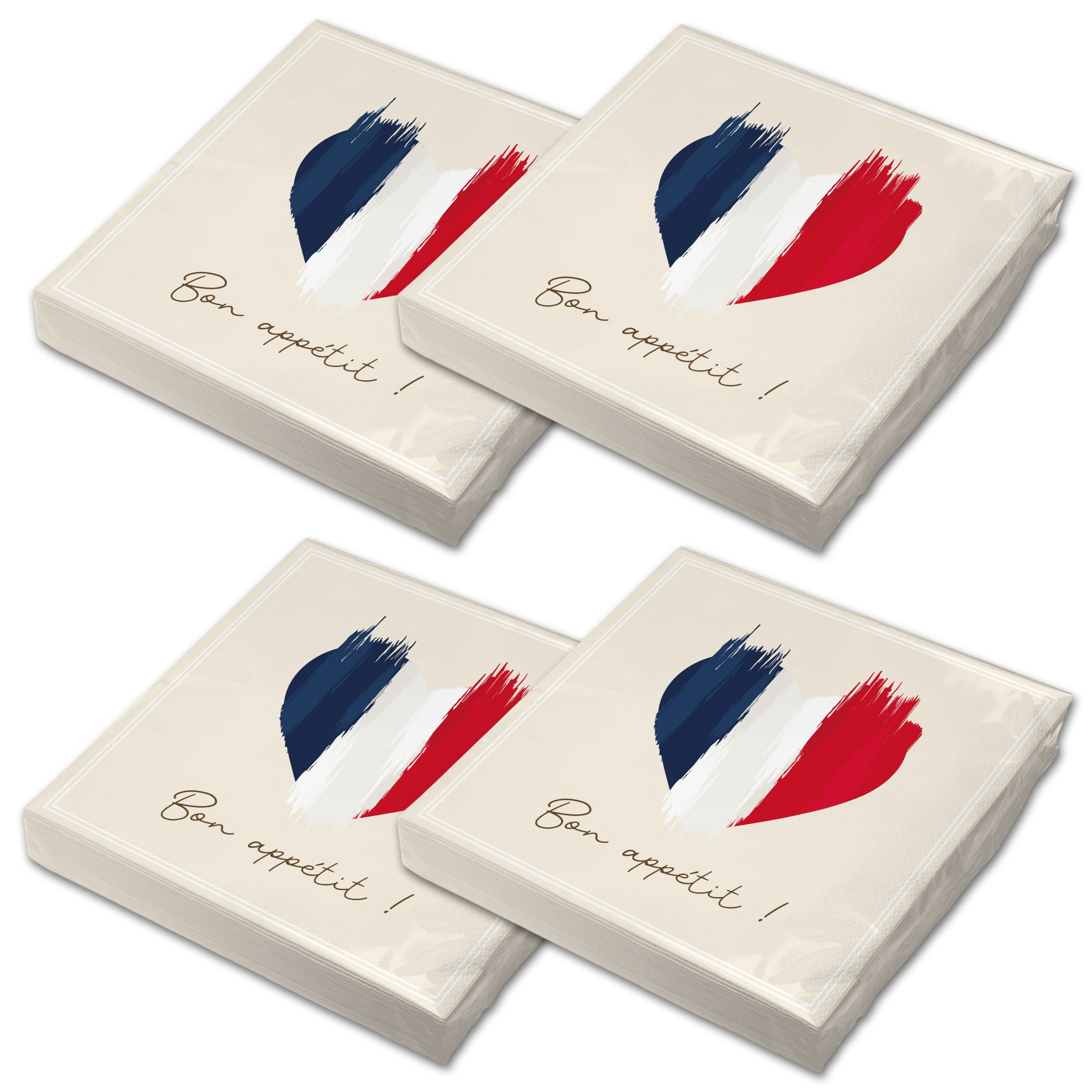 itenga 80x Serviette Herz Flagge FRANKREICH