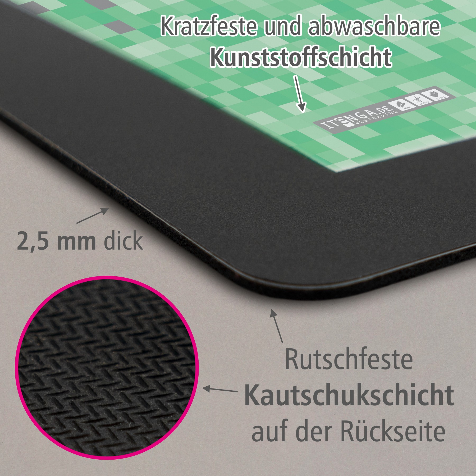 ITENGA Papierkorb Schreibtischunterlage Mauspad Set - ca...