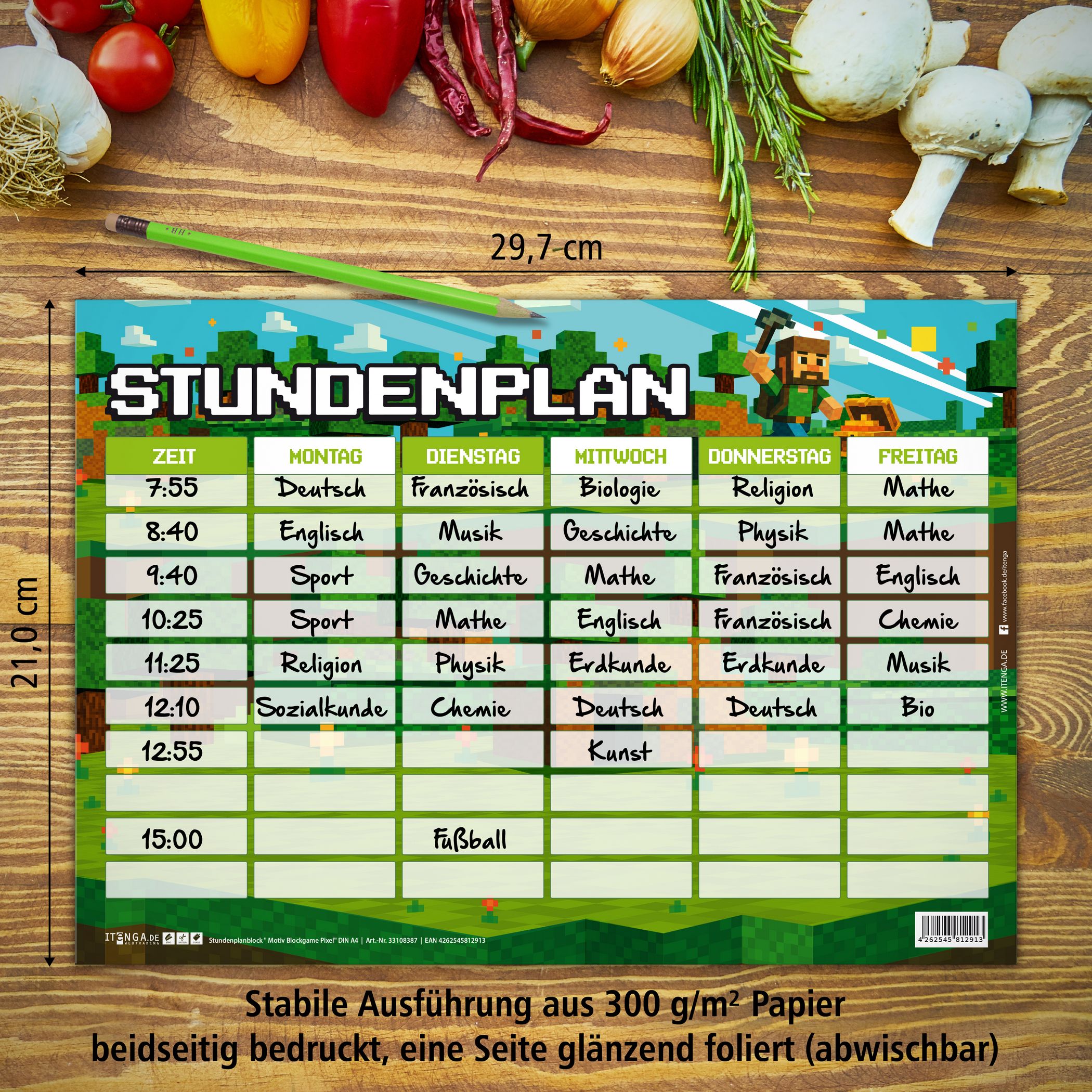 itenga Stundenplan BLOCKGAME einseitig abwischbar DIN A4