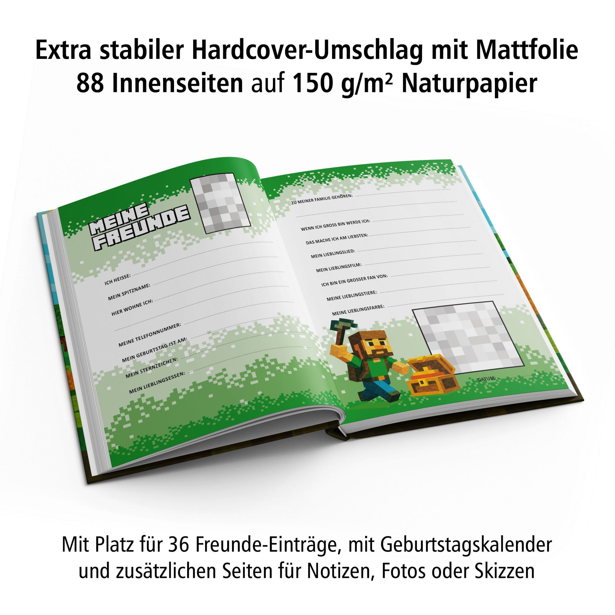 itenga Freundebuch DIN A5 88 Seiten Motiv BLOCKGAME