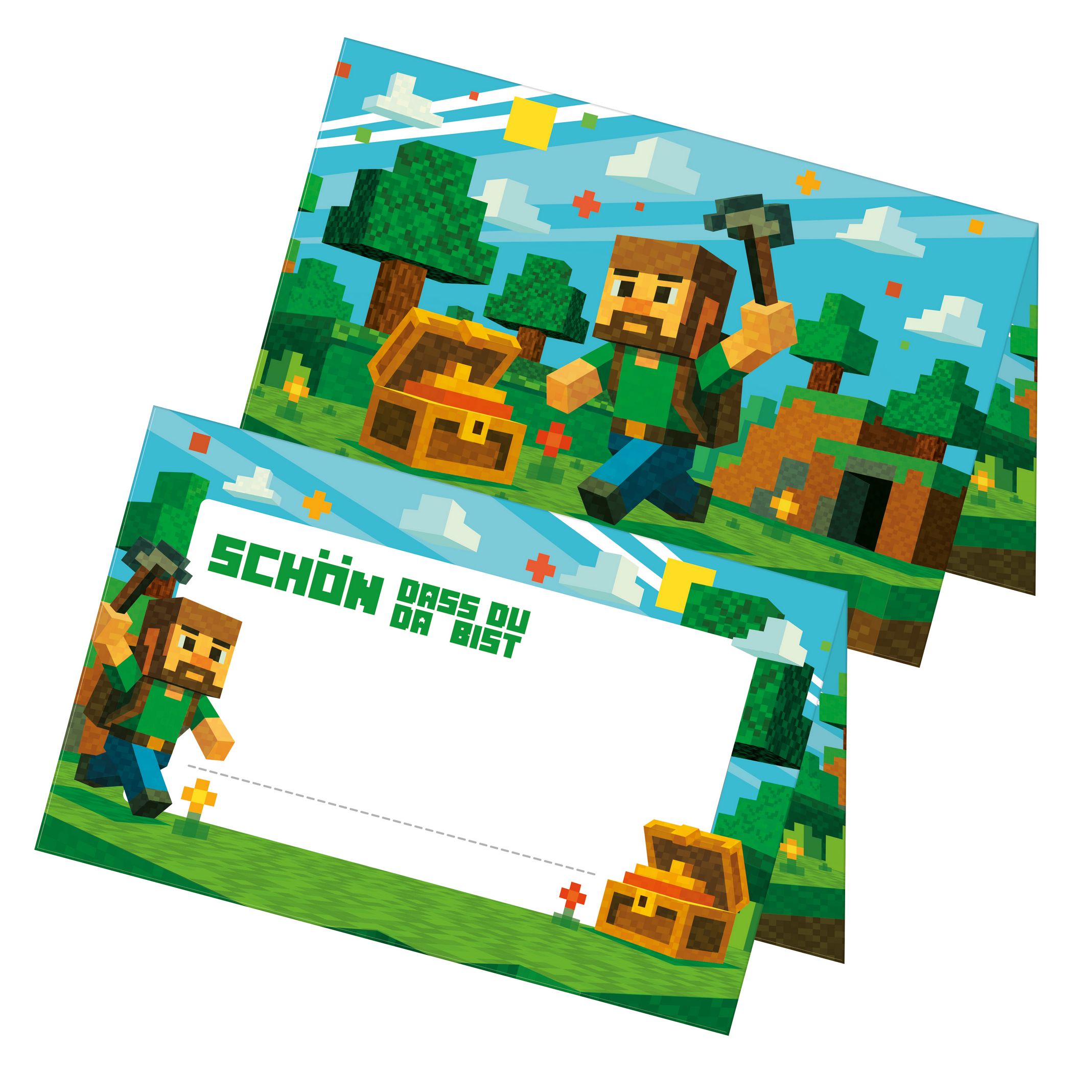 itenga 24x Tischkarten Motiv BLOCKGAME