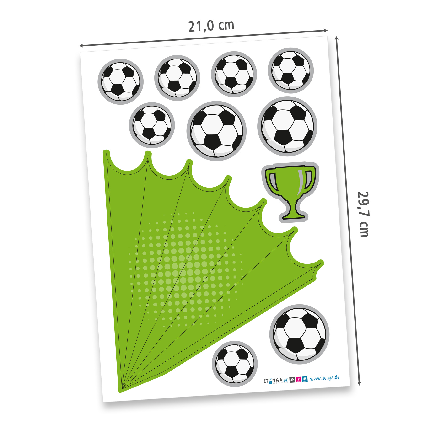 itenga DEKO-SET f�r SCHULT�TE FUSSBALL gr�n wei�