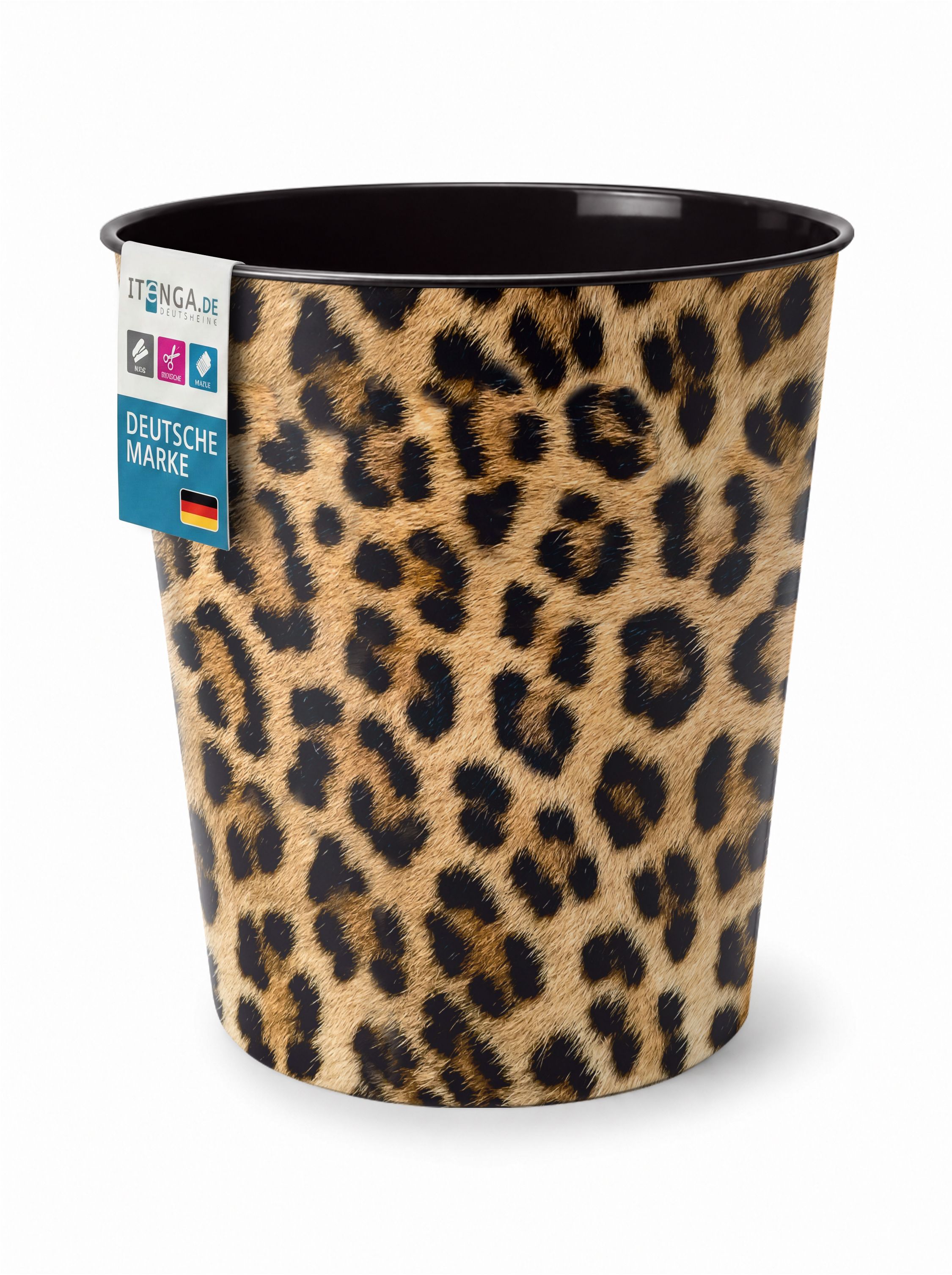 itenga Papierkorb - Motiv LEOPARD Muster - ca. 11 Liter