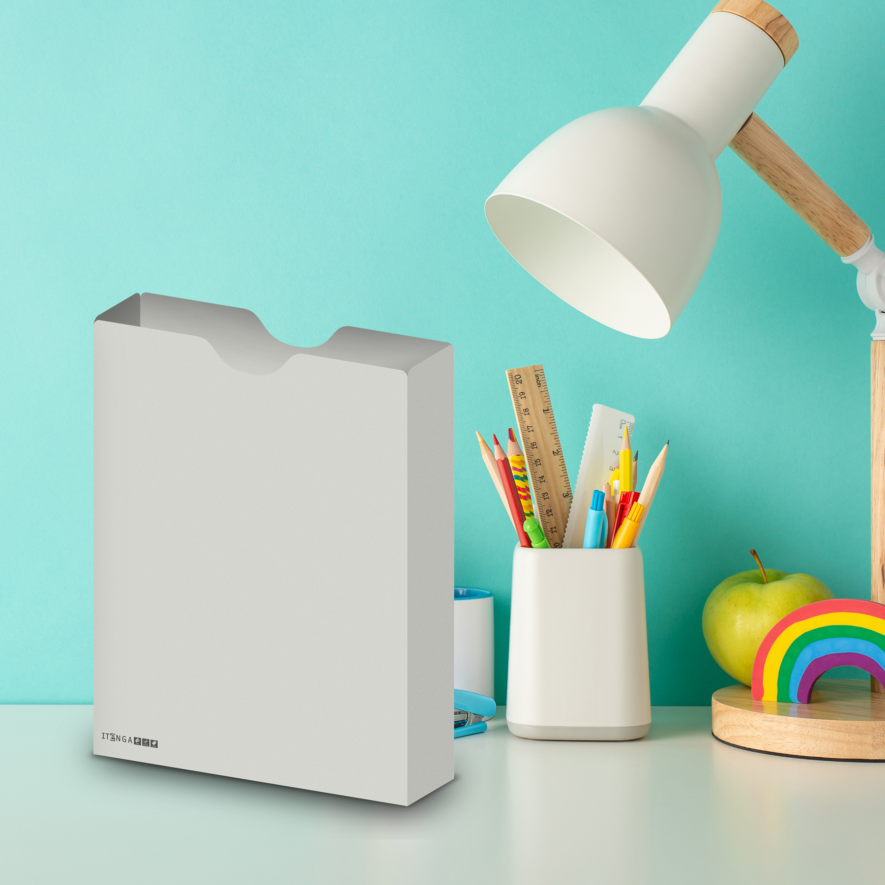 itenga Heftbox DIN A4 Hochformat aus PP Kunststoff HELLGRAU