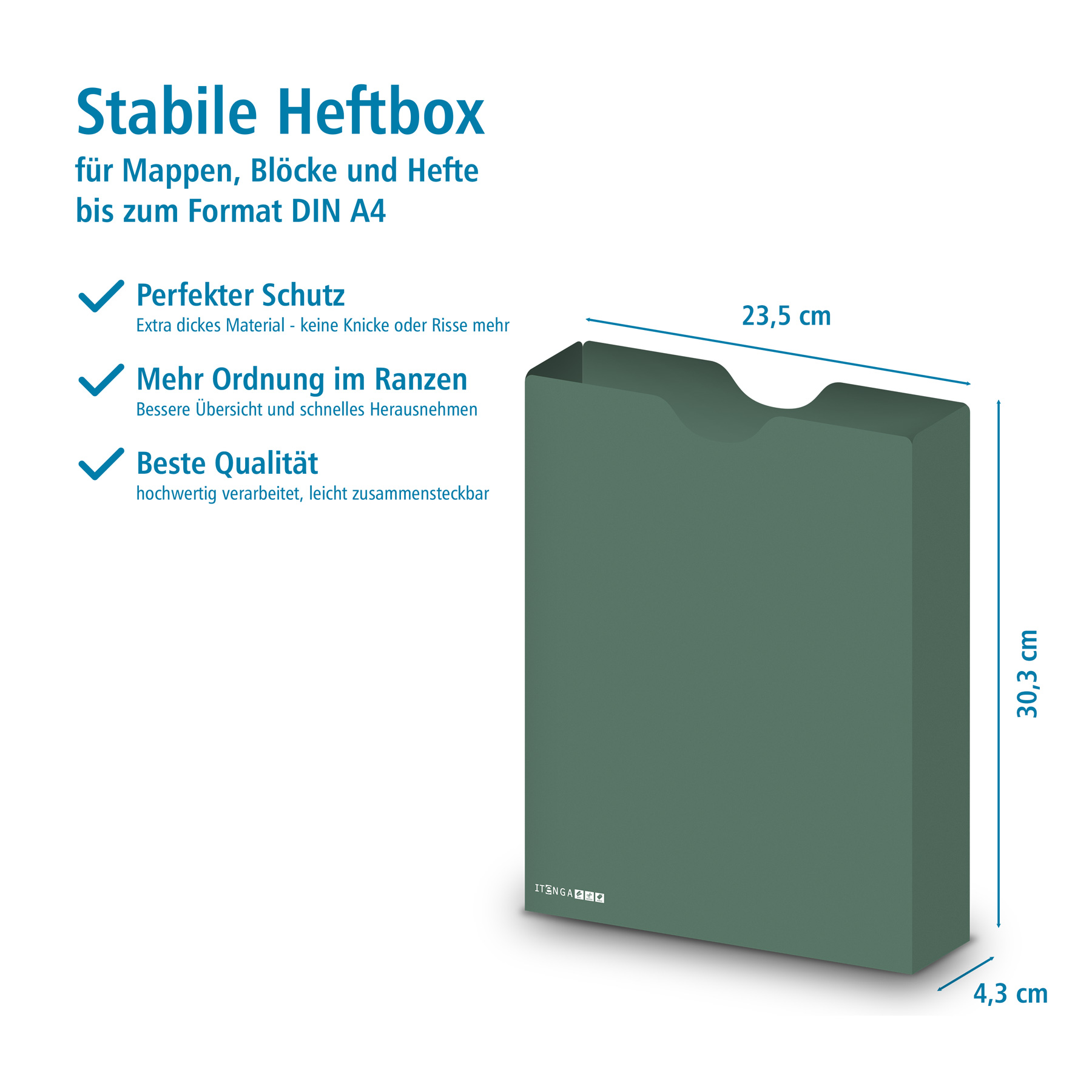 itenga Heftbox DIN A4 Hochformat aus PP Kunststoff SALBE...
