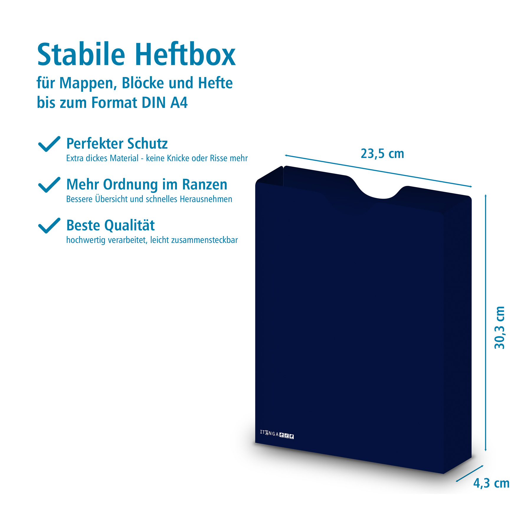 itenga Heftbox DIN A4 Hochformat aus PP Kunststoff DUNKE...
