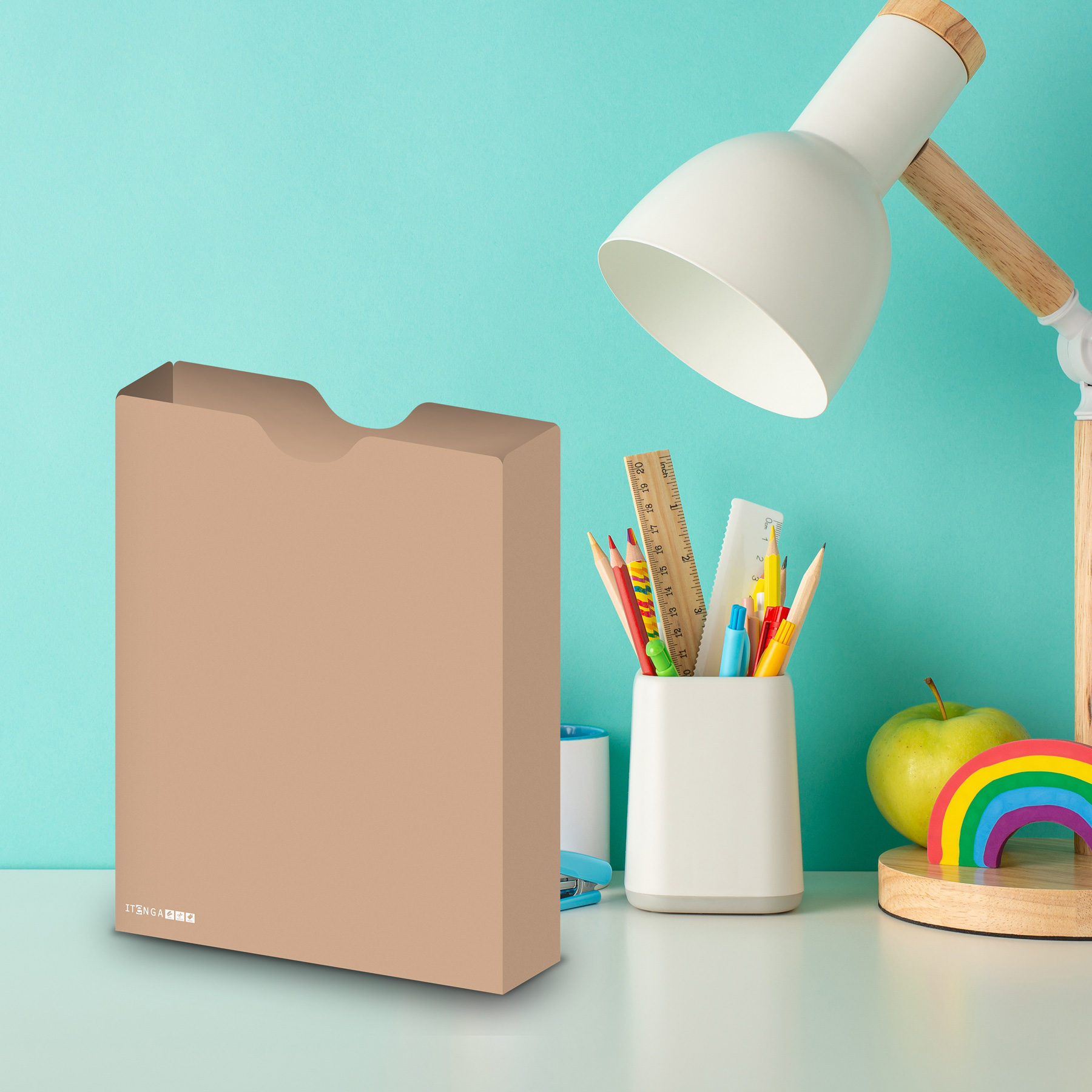 itenga Heftbox DIN A4 Hochformat aus PP Kunststoff LATTE...
