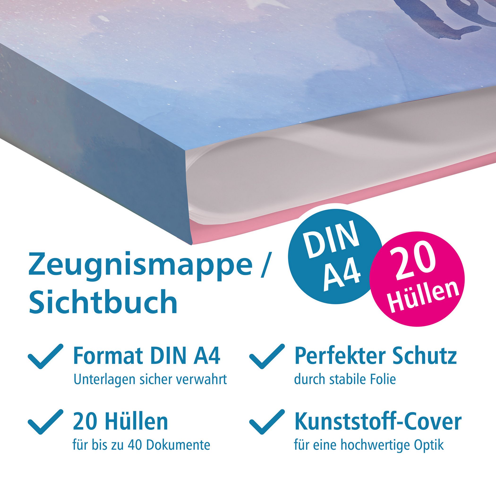 itenga Zeugnismappe A4 Kunststoff Sichtbuch Motiv TRAUMF...