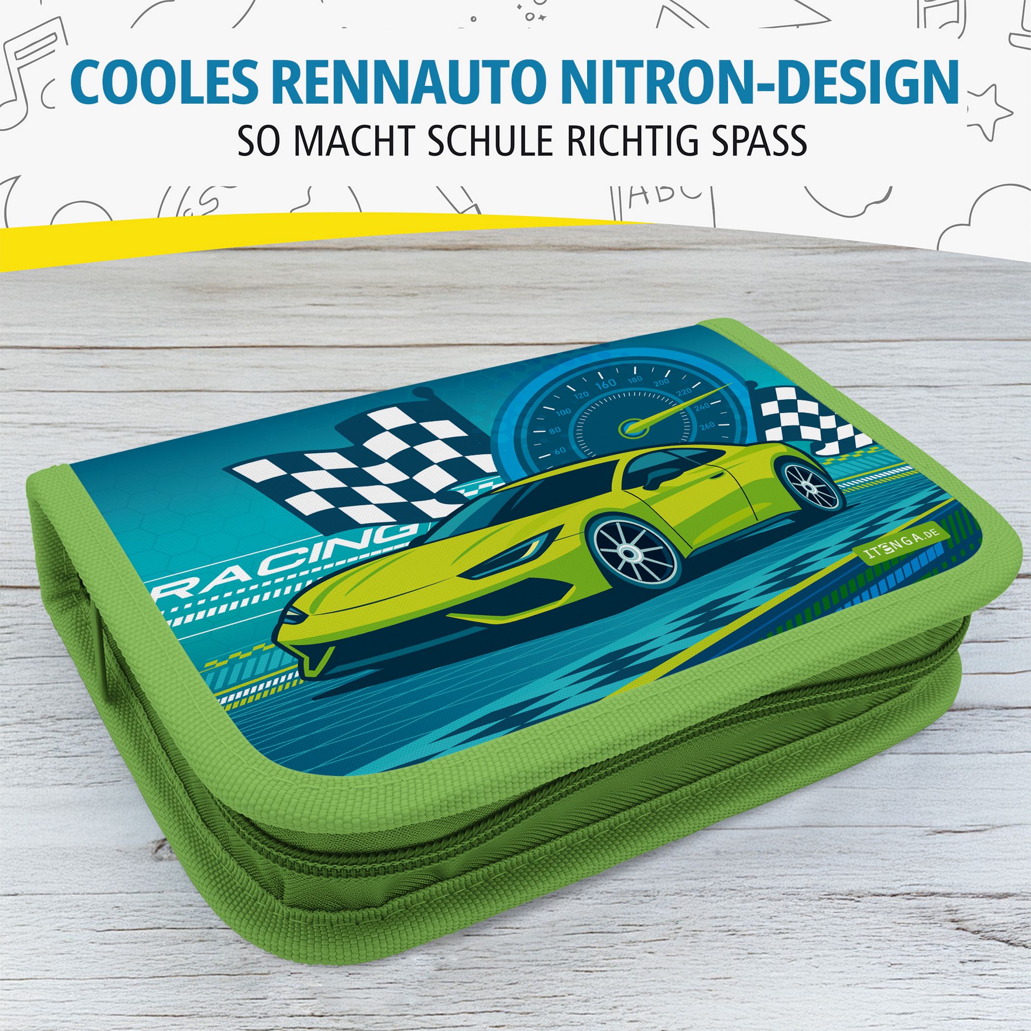 itenga Sch�ler-Etui M�ppchen Rennauto Nitron 28 teilig (...