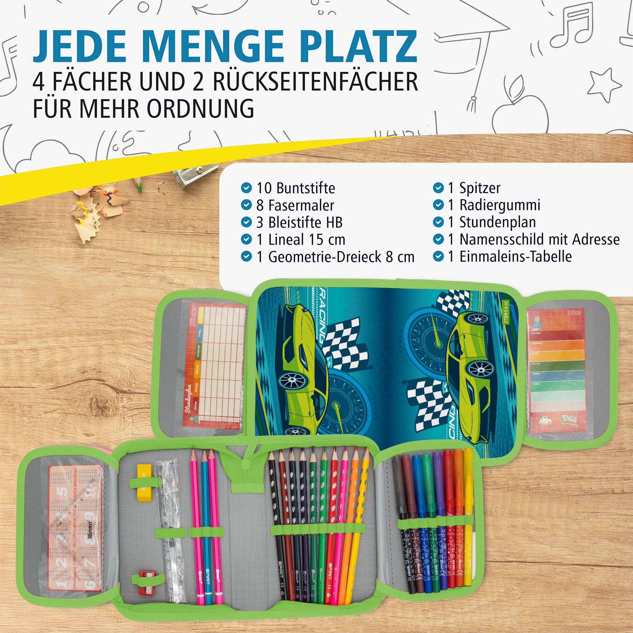 itenga Sch�ler-Etui M�ppchen Rennauto Nitron 28 teilig (...