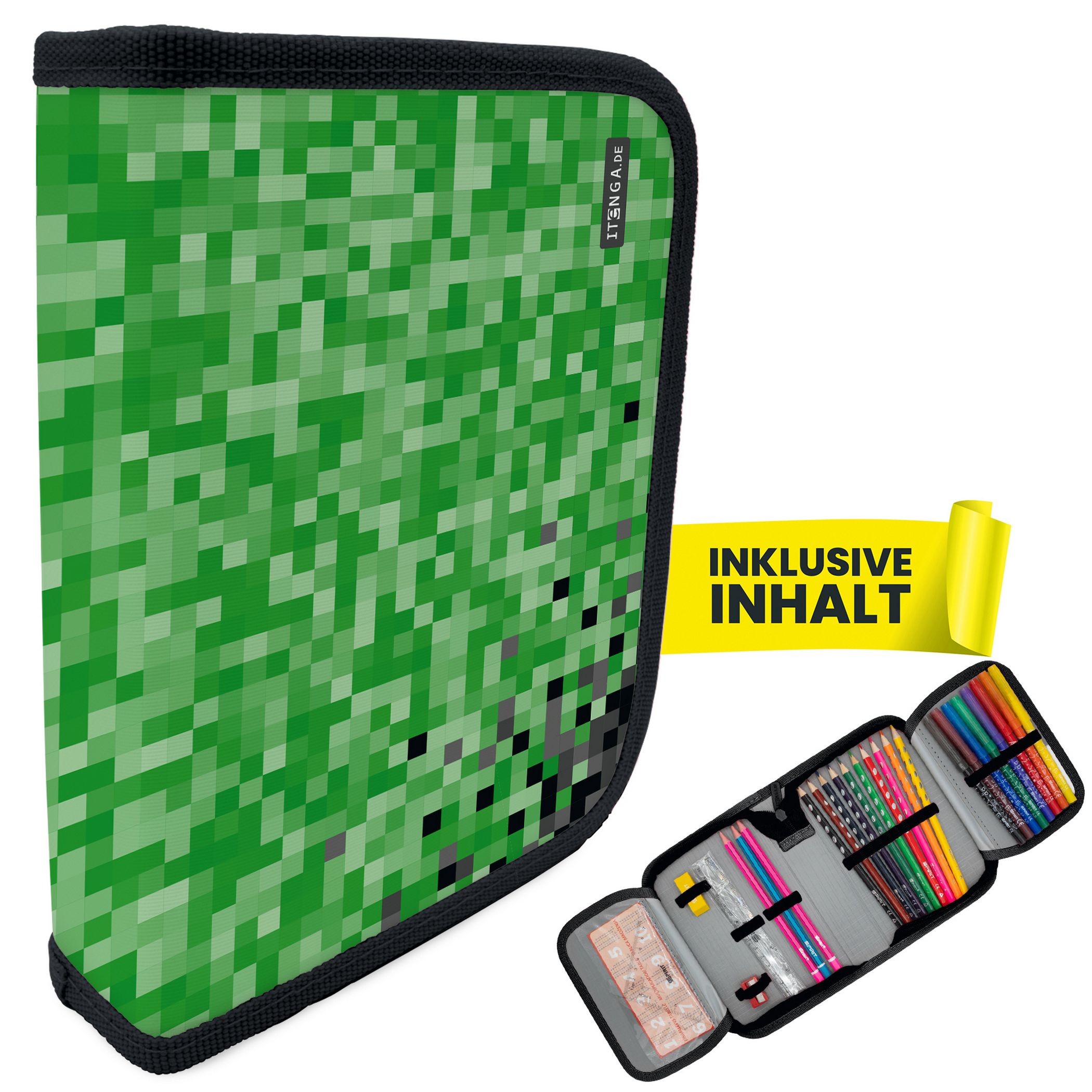 itenga Sch�ler-Etui M�ppchen Pixel 28 teilig (gef�llt) 1...