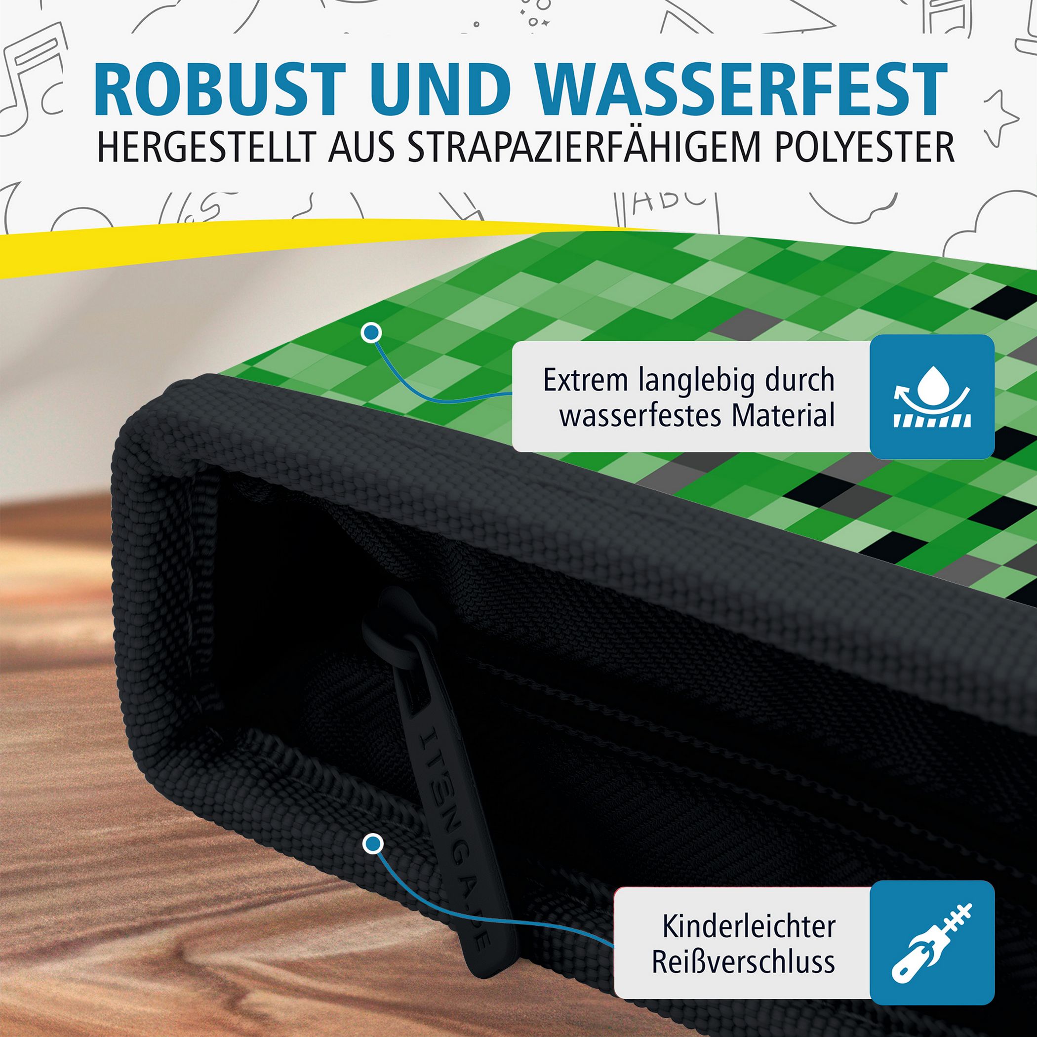 itenga Sch�ler-Etui M�ppchen Pixel 28 teilig (gef�llt) 1...