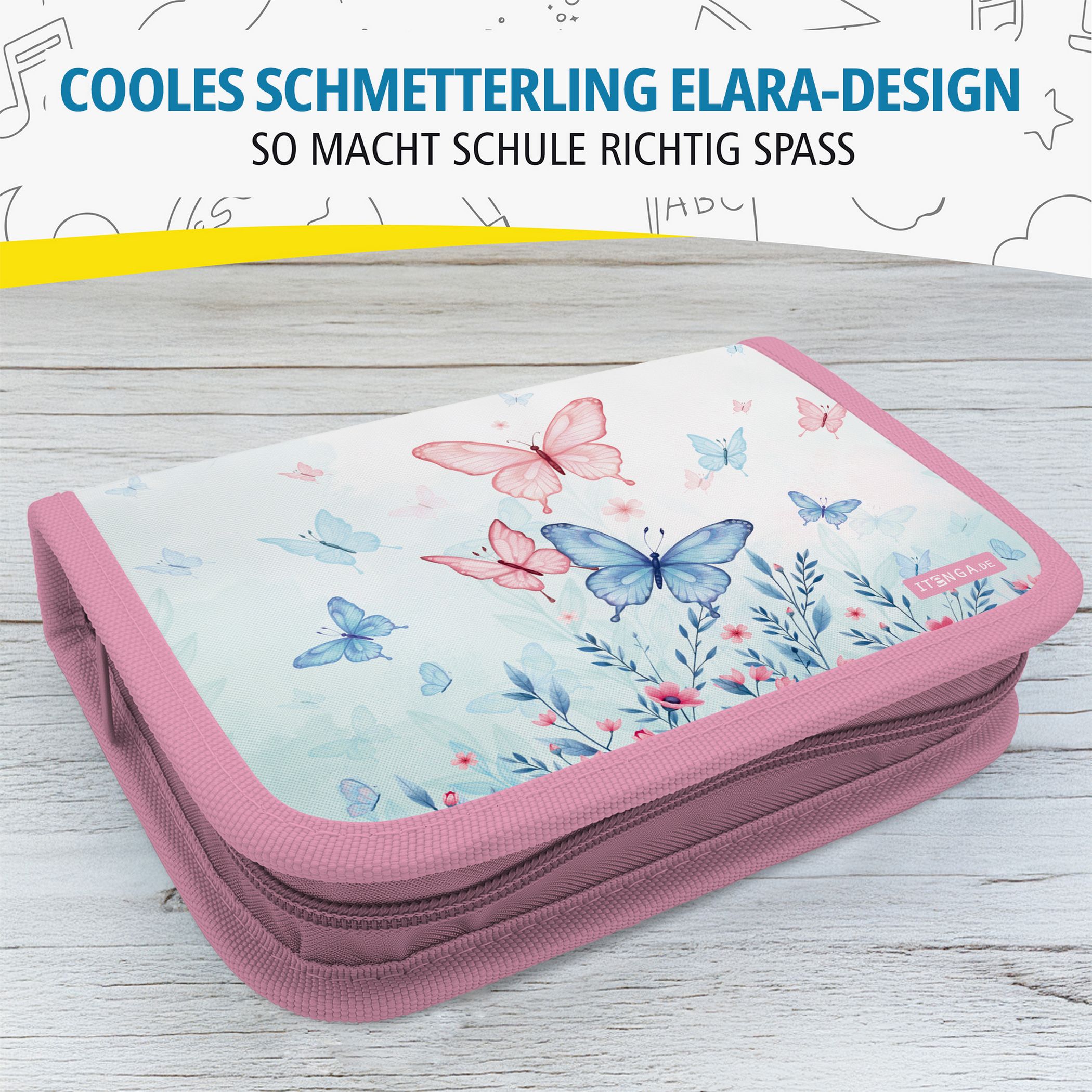 itenga Sch�ler-Etui M�ppchen Schmetterling Elara 28 teil...