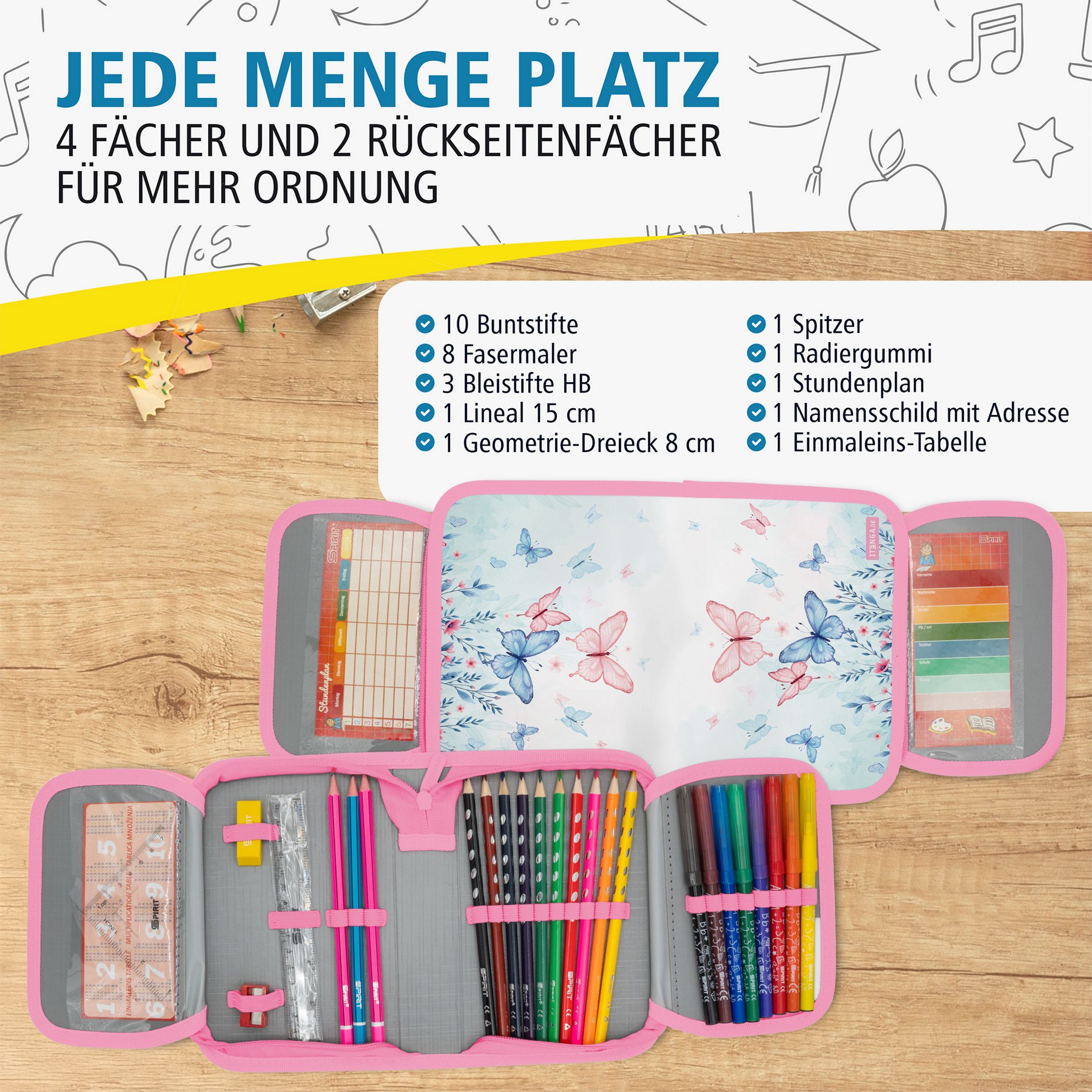 itenga Sch�ler-Etui M�ppchen Schmetterling Elara 28 teil...