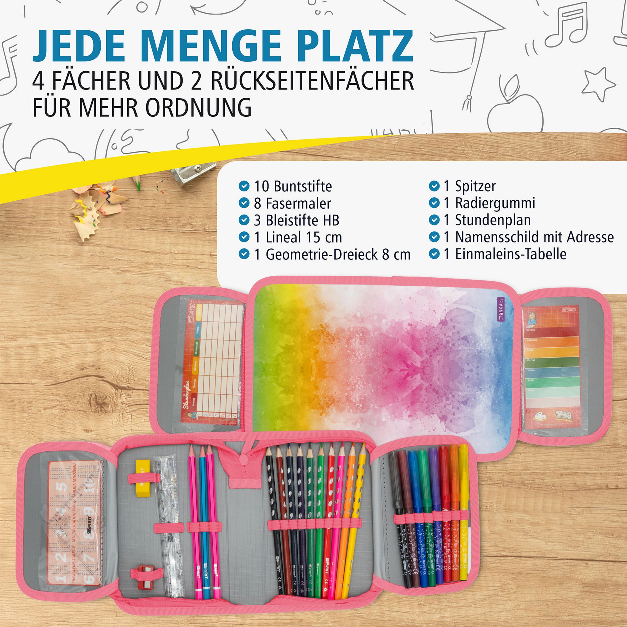 itenga Sch�ler-Etui M�ppchen Regenbogen Wasserfarben 28 ...