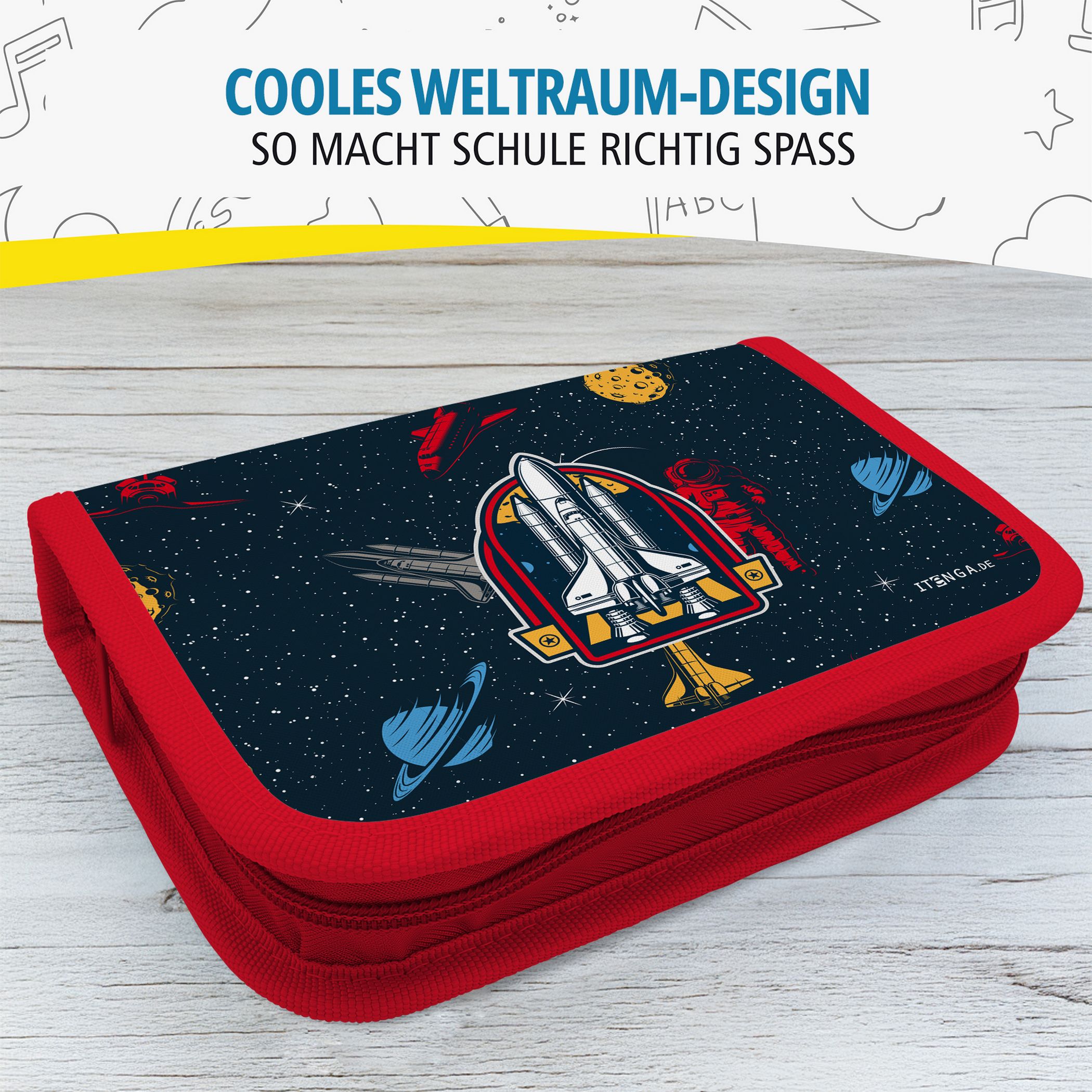 itenga Sch�ler-Etui M�ppchen Weltraum 28 teilig (gef�llt...