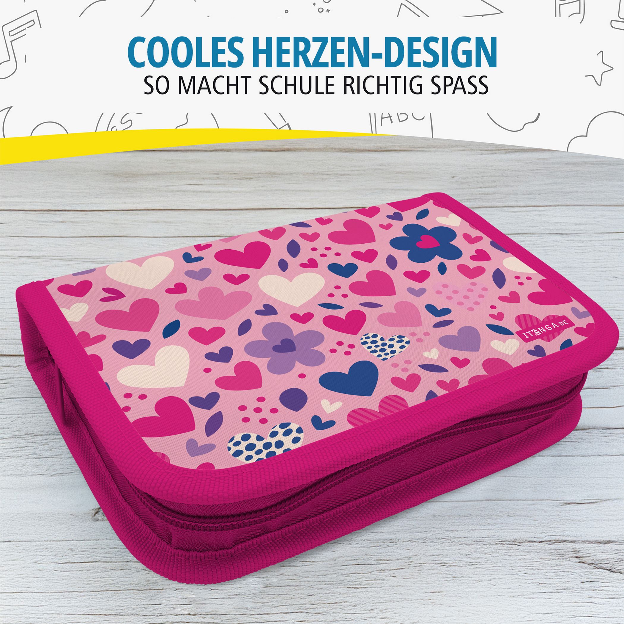 itenga Sch�ler-Etui M�ppchen Herzen 28 teilig (gef�llt) ...