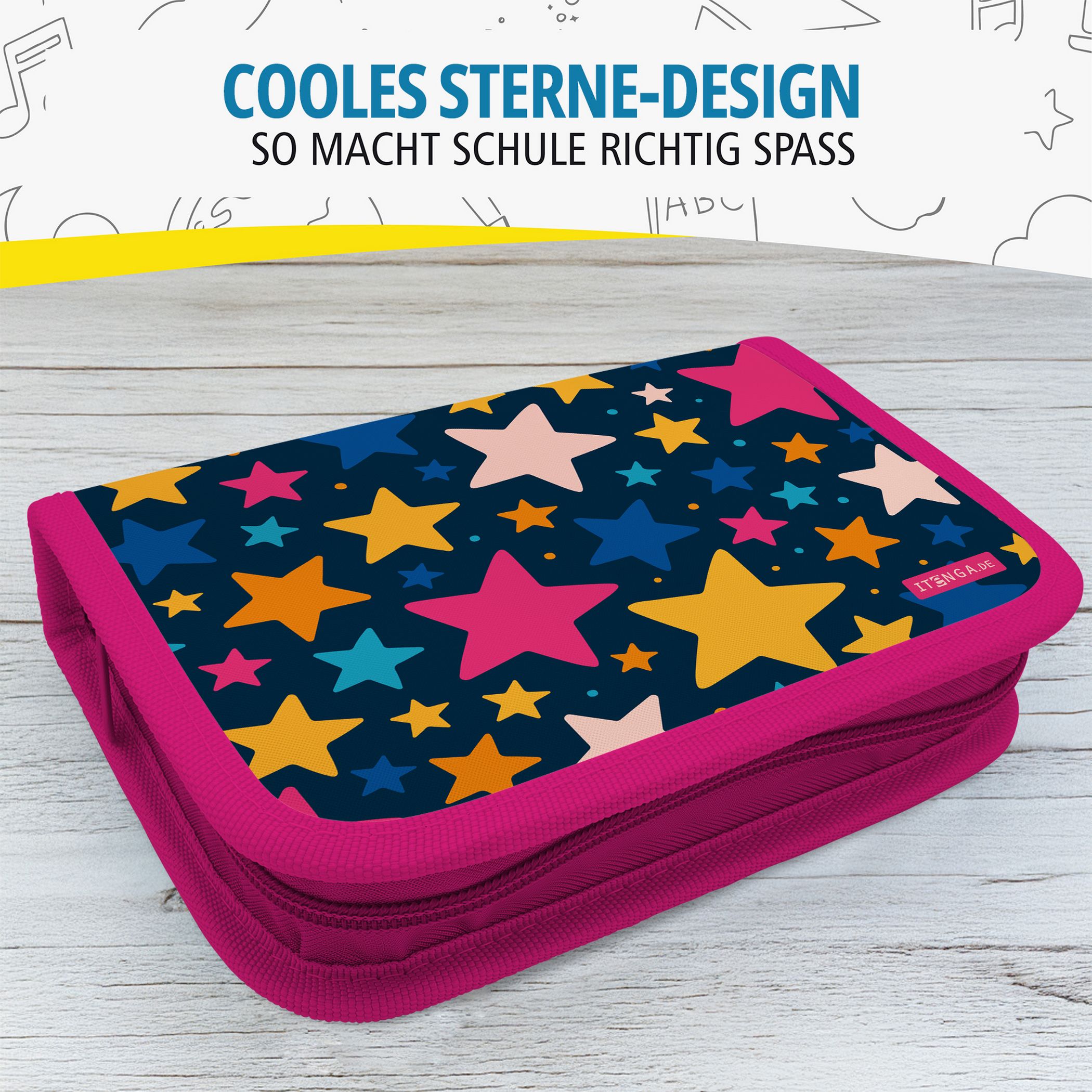 itenga Sch�ler-Etui M�ppchen Sterne 28 teilig (gef�llt) ...