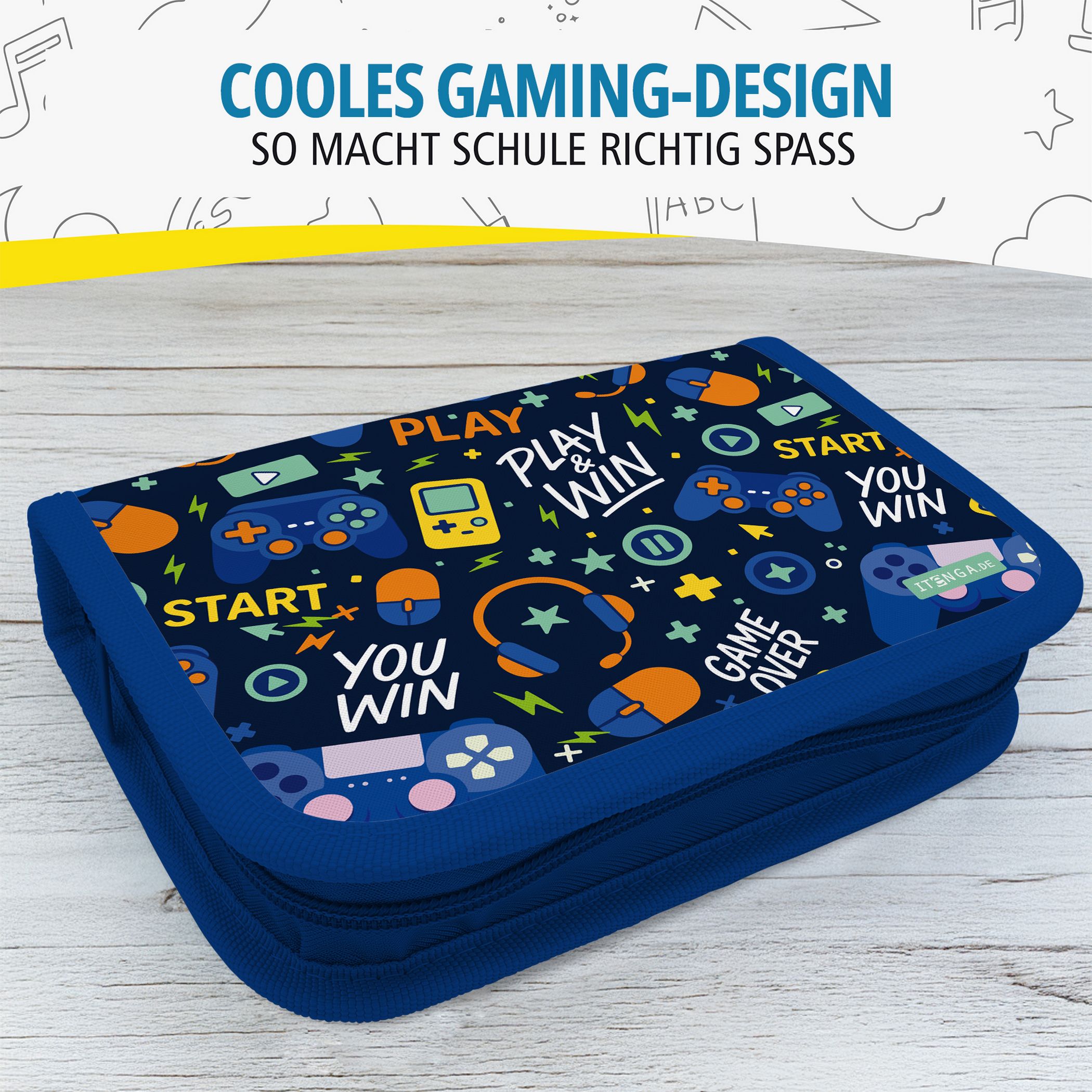 itenga Sch�ler-Etui M�ppchen Gaming 28 teilig (gef�llt) ...