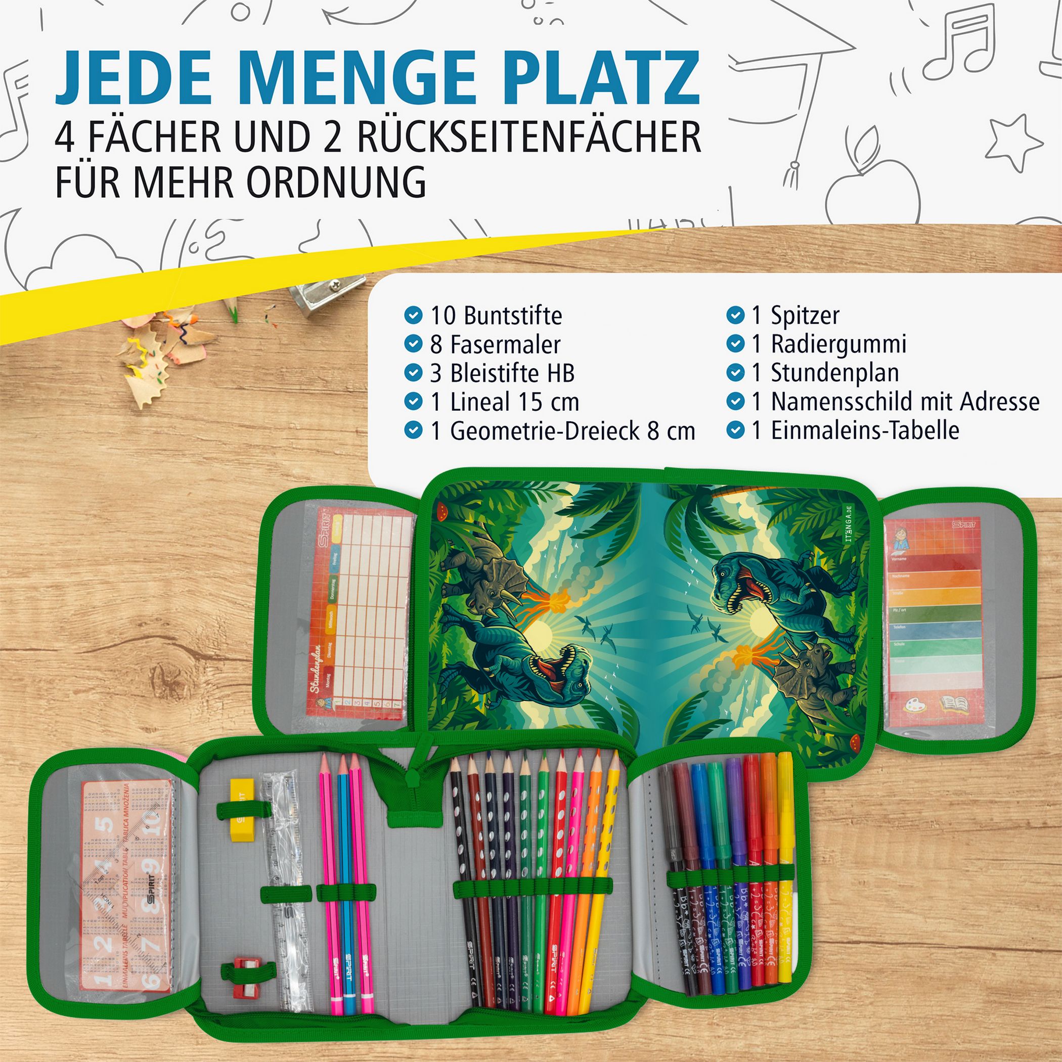 itenga Sch�ler-Etui M�ppchen Dinosaurier Dino World 28 t...