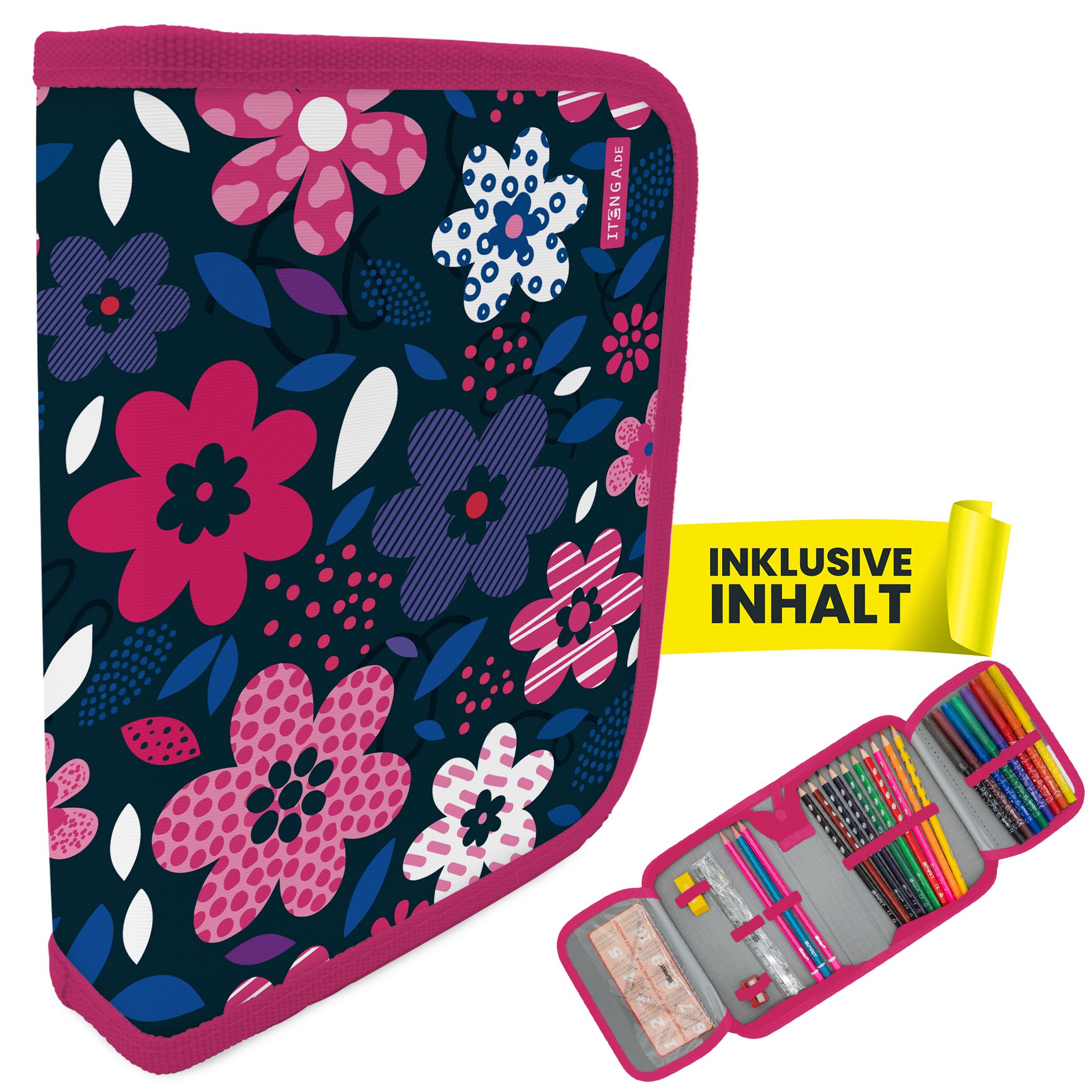 itenga Sch�ler-Etui M�ppchen Blumen 28 teilig (gef�llt) ...