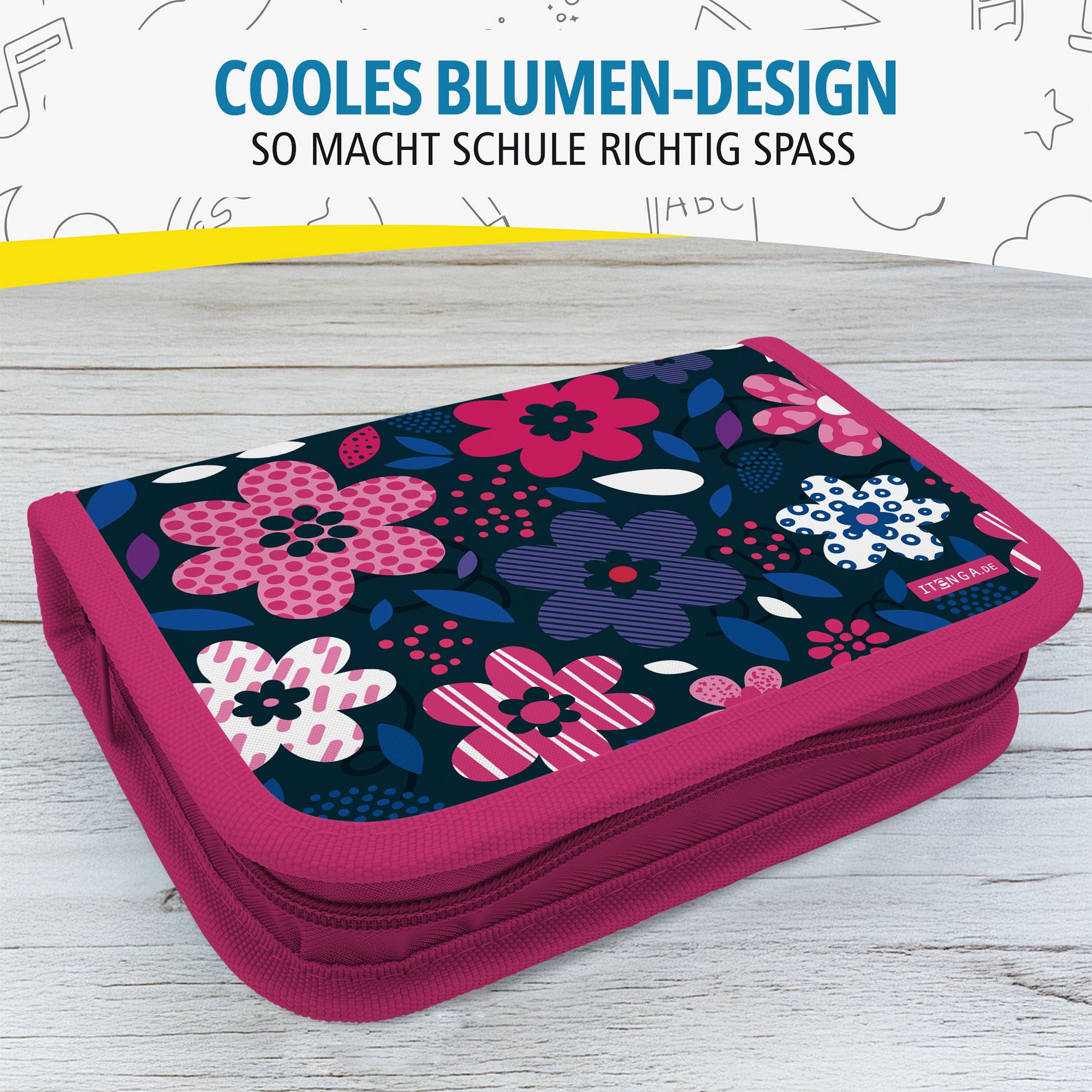 itenga Sch�ler-Etui M�ppchen Blumen 28 teilig (gef�llt) ...