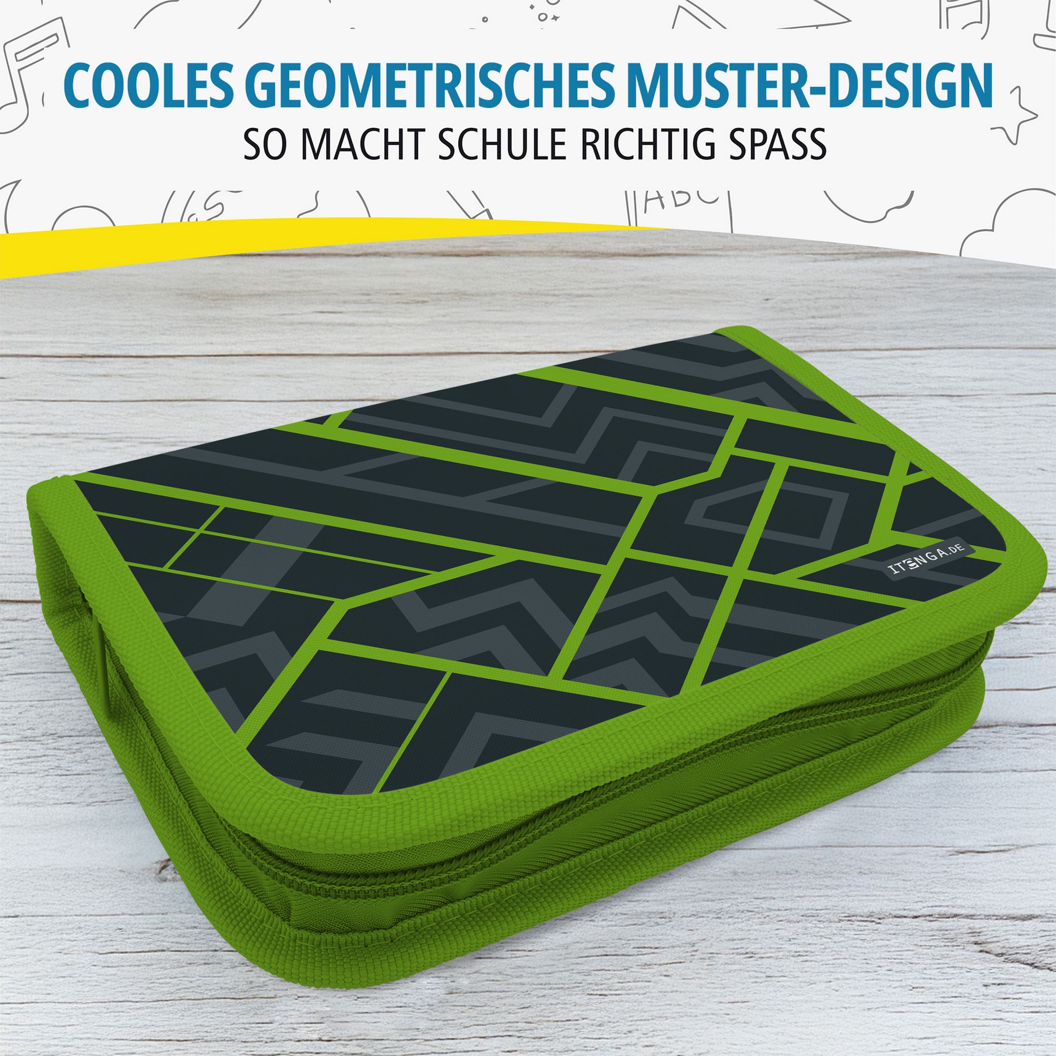 itenga Sch�ler-Etui M�ppchen geometrisches Muster 28 tei...