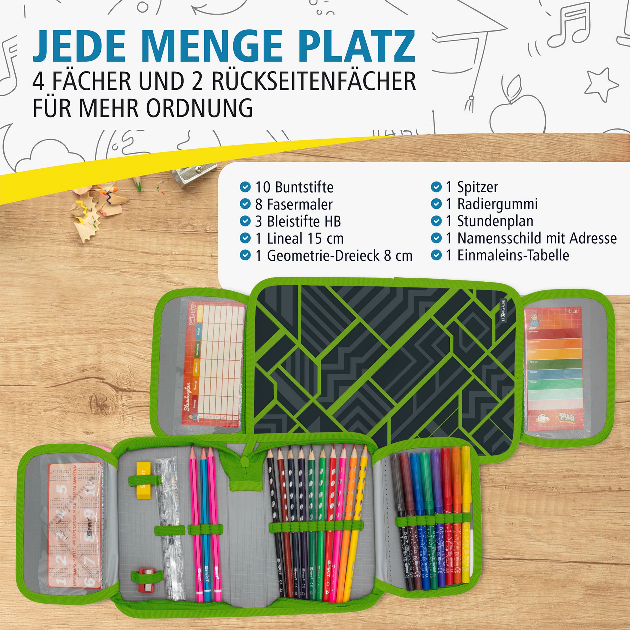 itenga Sch�ler-Etui M�ppchen geometrisches Muster 28 tei...