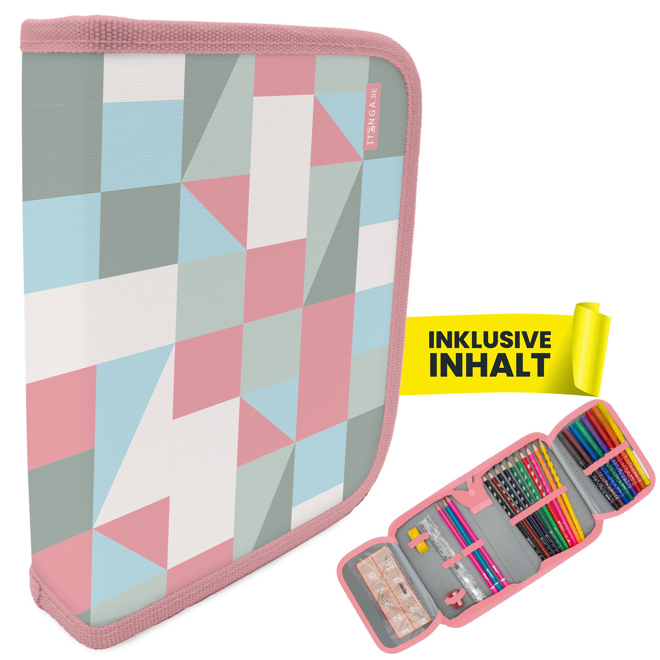 itenga Sch�ler-Etui M�ppchen Muster pastell 28 teilig (g...
