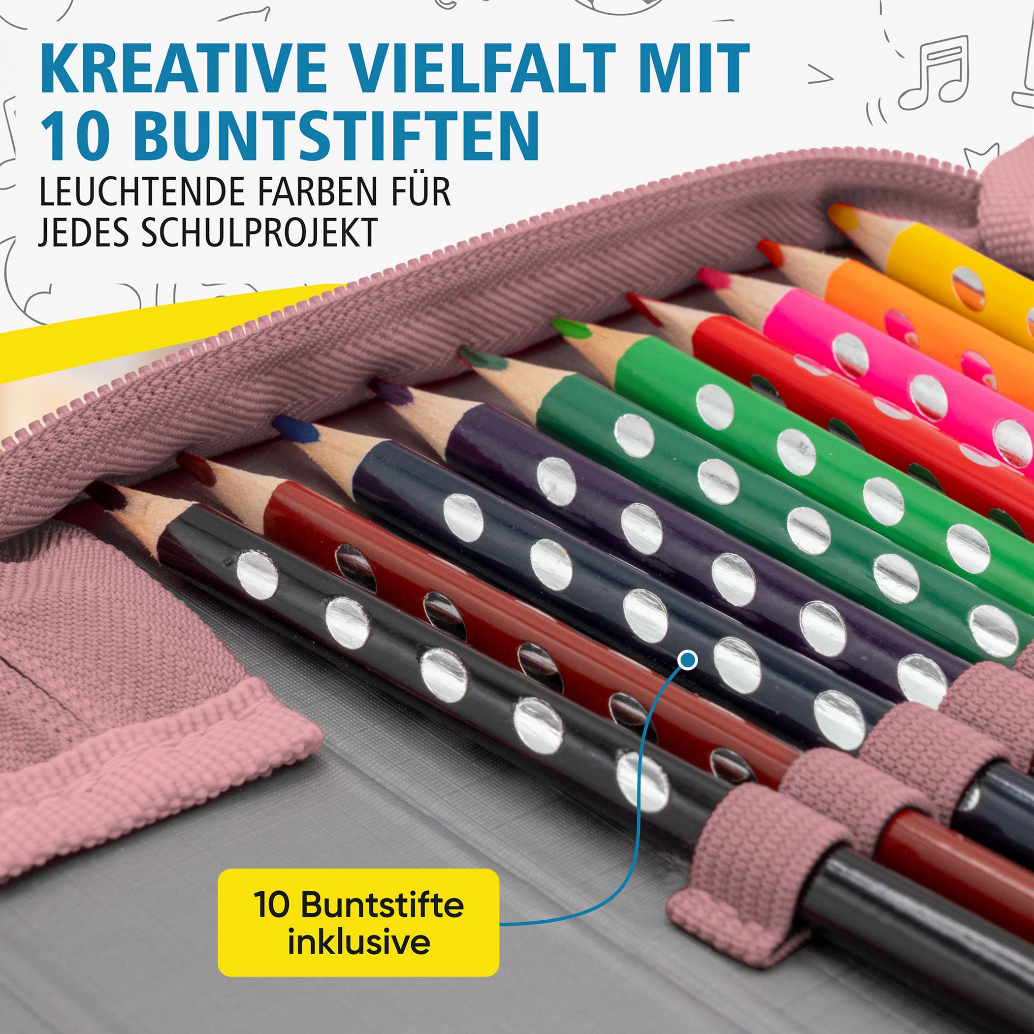 itenga Sch�ler-Etui M�ppchen Muster pastell 28 teilig (g...