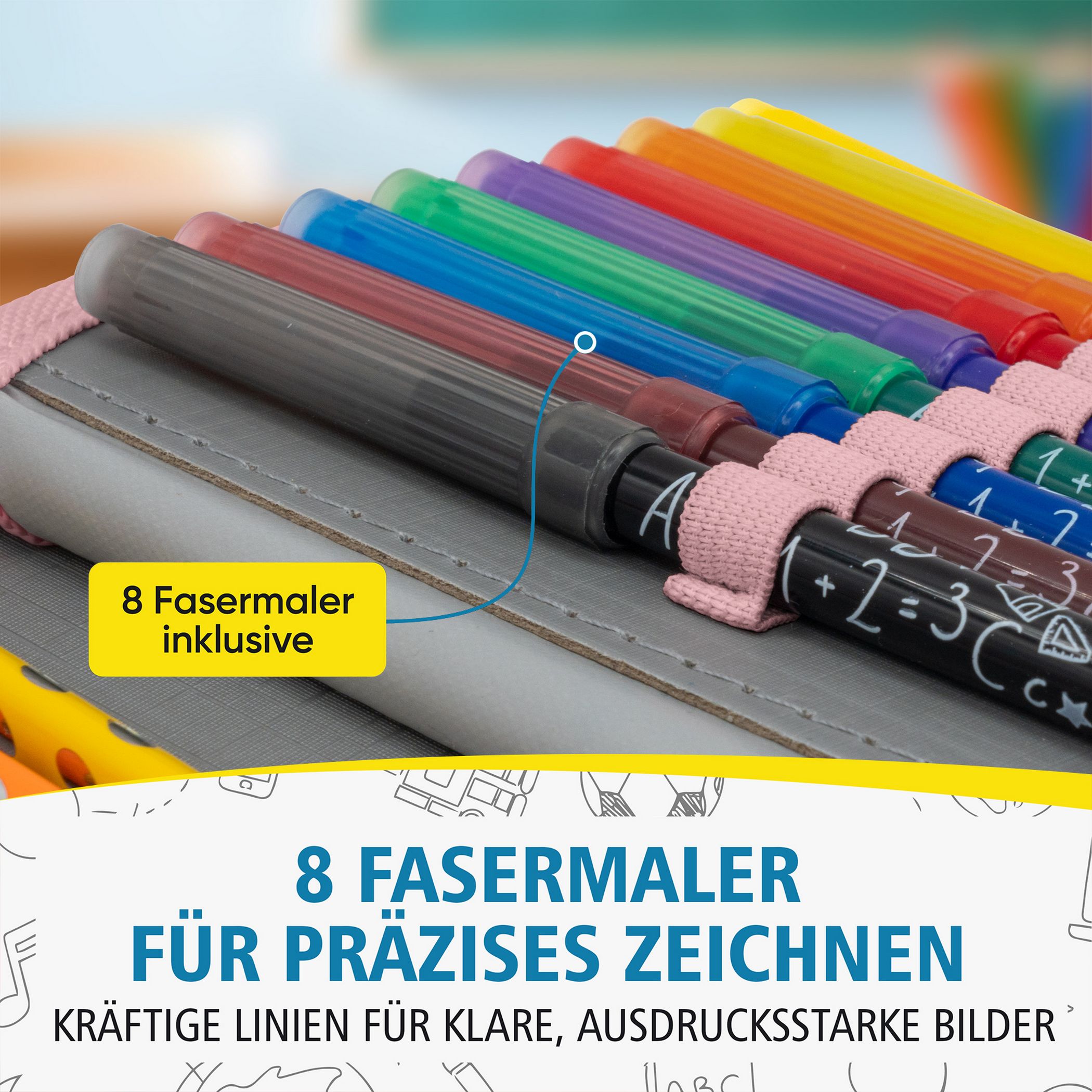itenga Sch�ler-Etui M�ppchen Muster pastell 28 teilig (g...