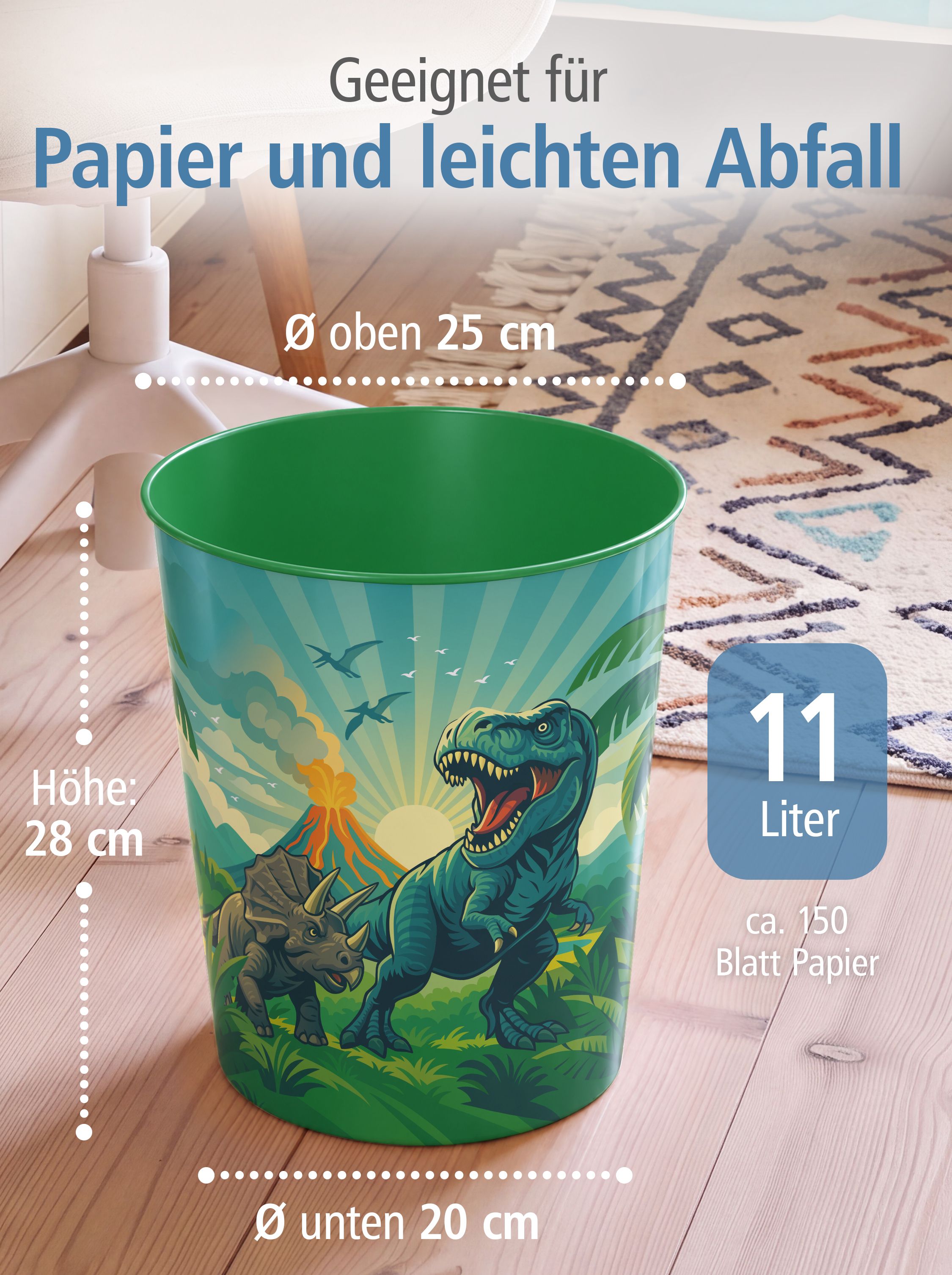 itenga Papierkorb f�r Kinder - Motiv Dinosaurier - DINO ...