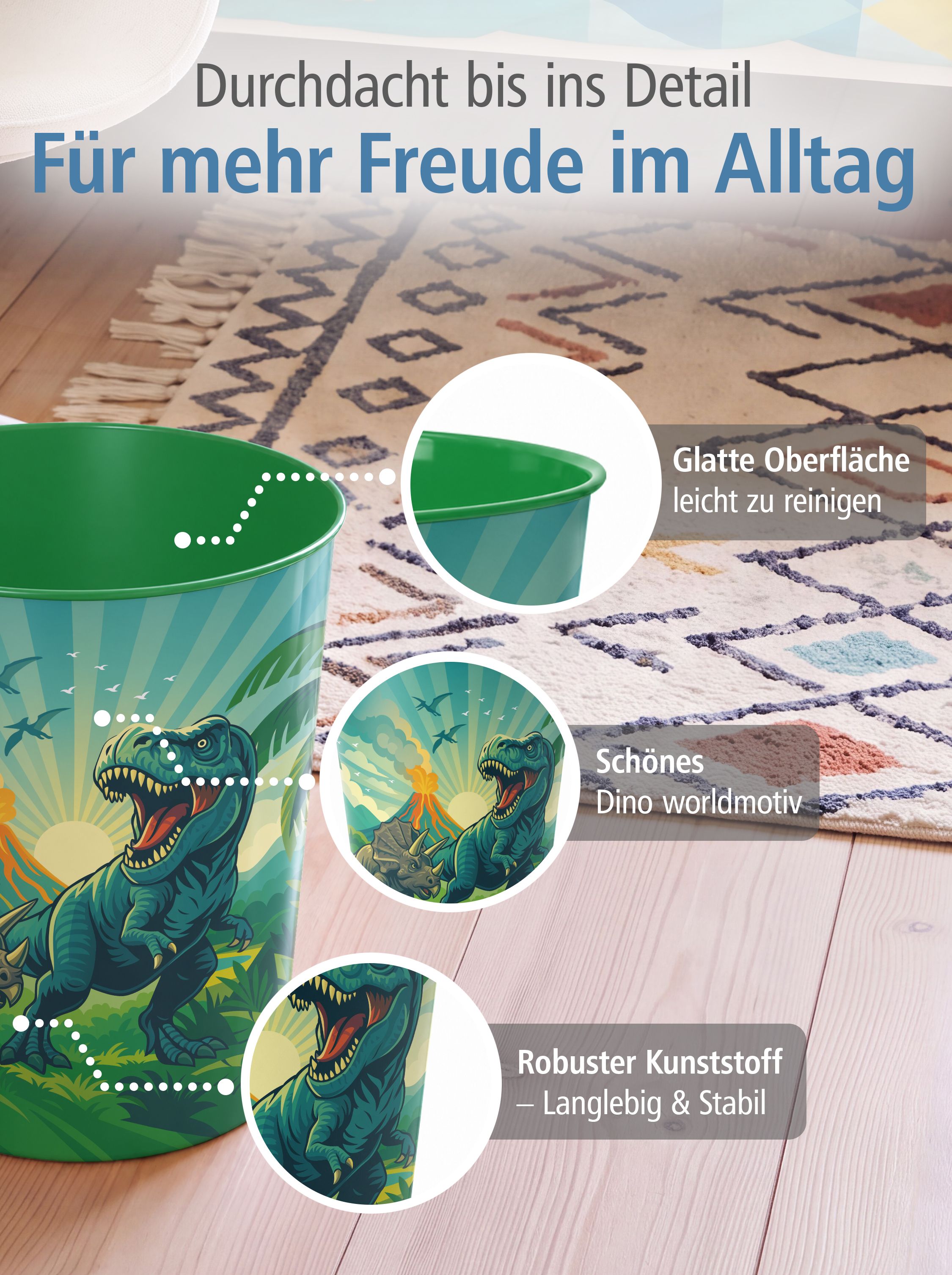 itenga Papierkorb f�r Kinder - Motiv Dinosaurier - DINO ...