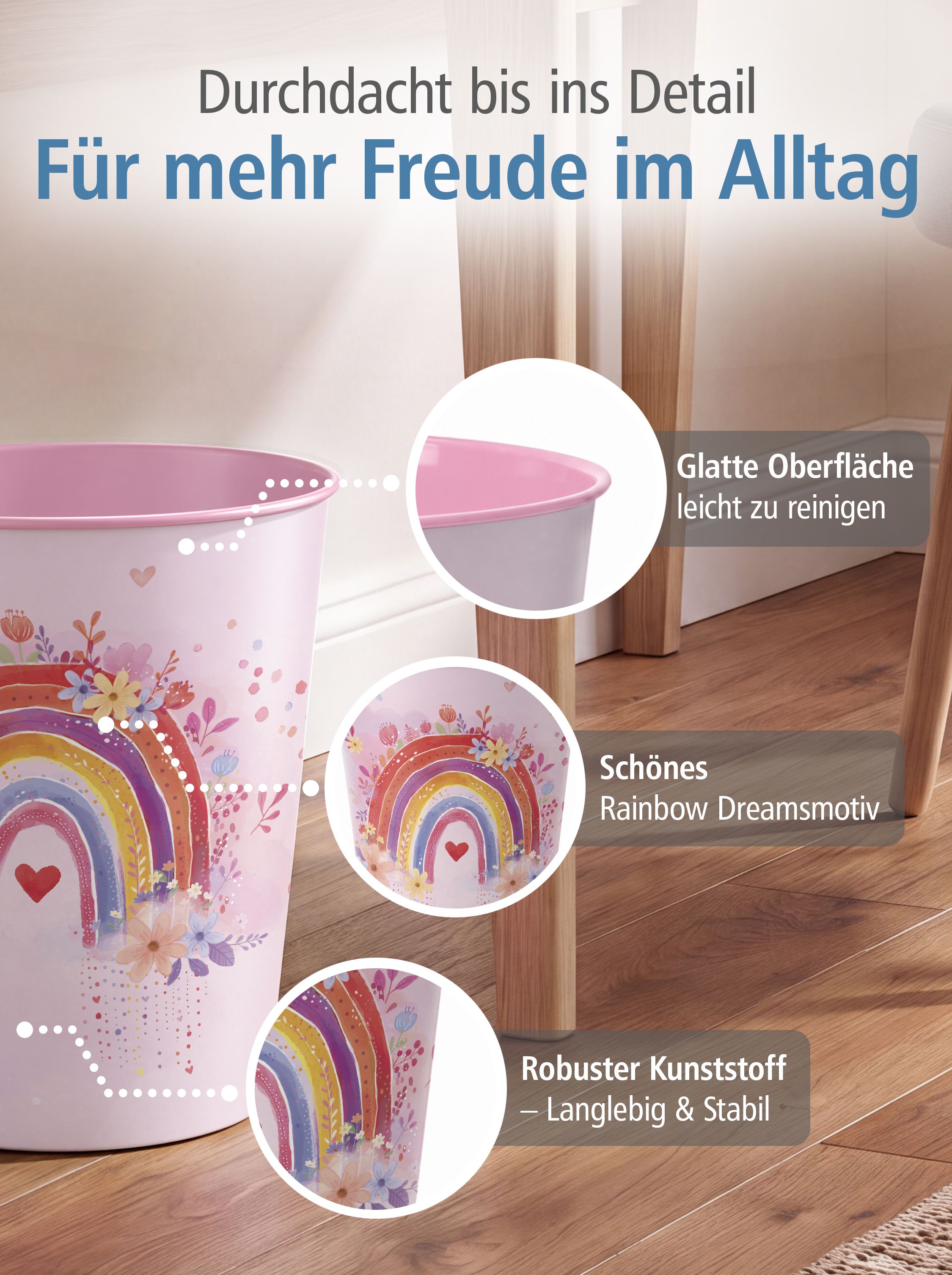 itenga Papierkorb f�r Kinder - Motiv Regenbogen - RAINBO...