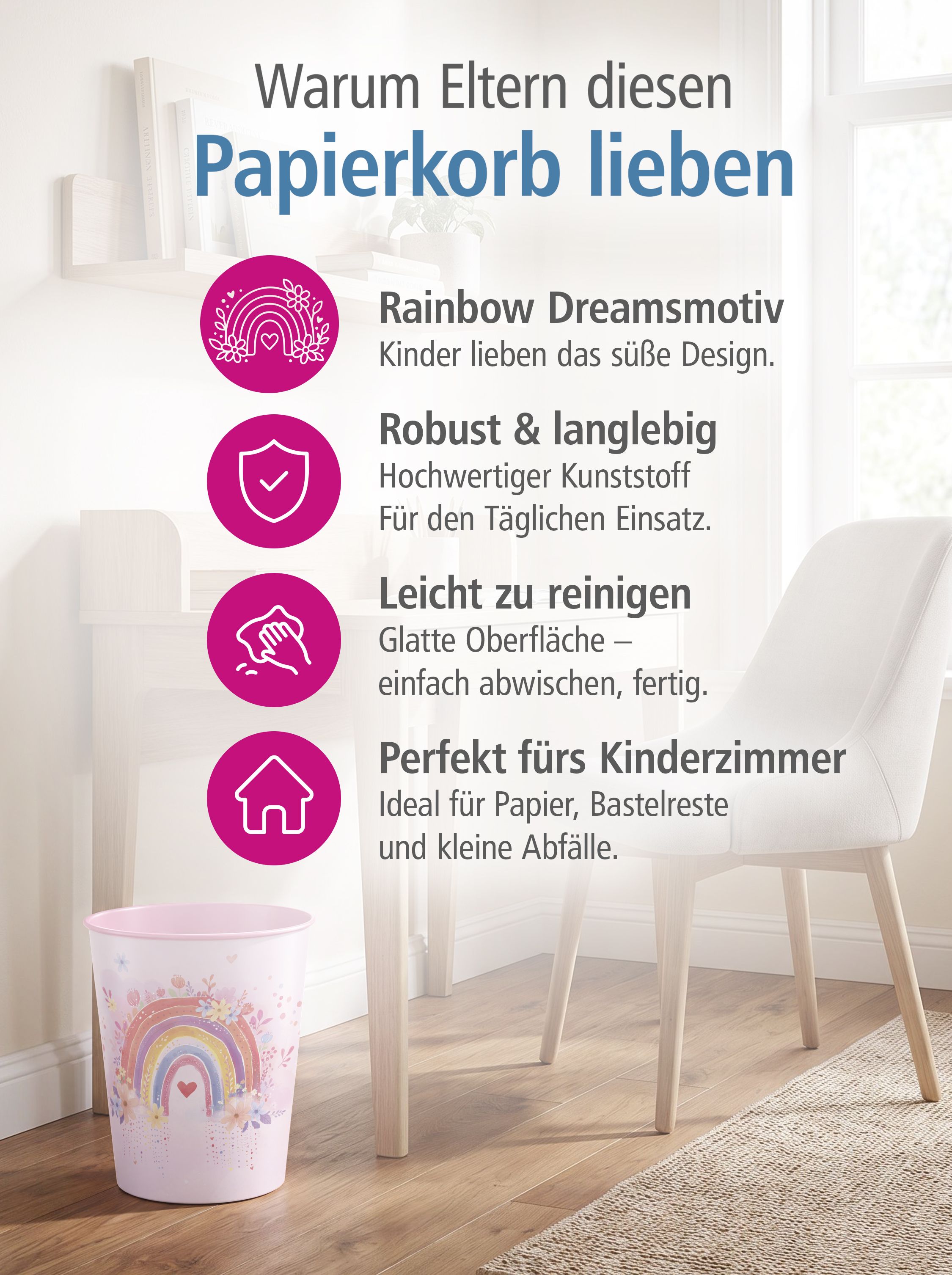 ITENGA Kinder Papierkorb Schreibtischunterlage Set - ca....